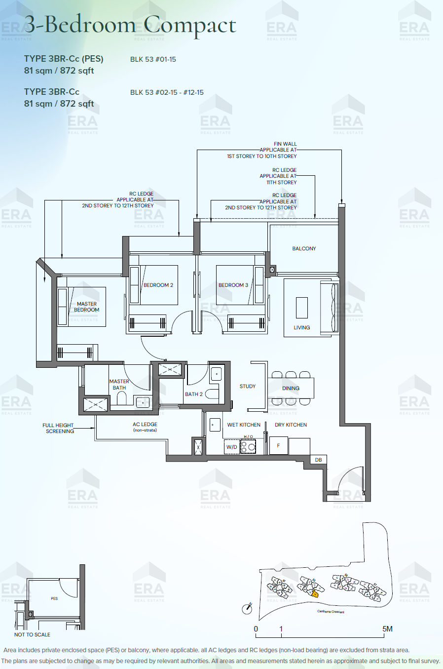 3BR-Cc · 872 sqft floor plan