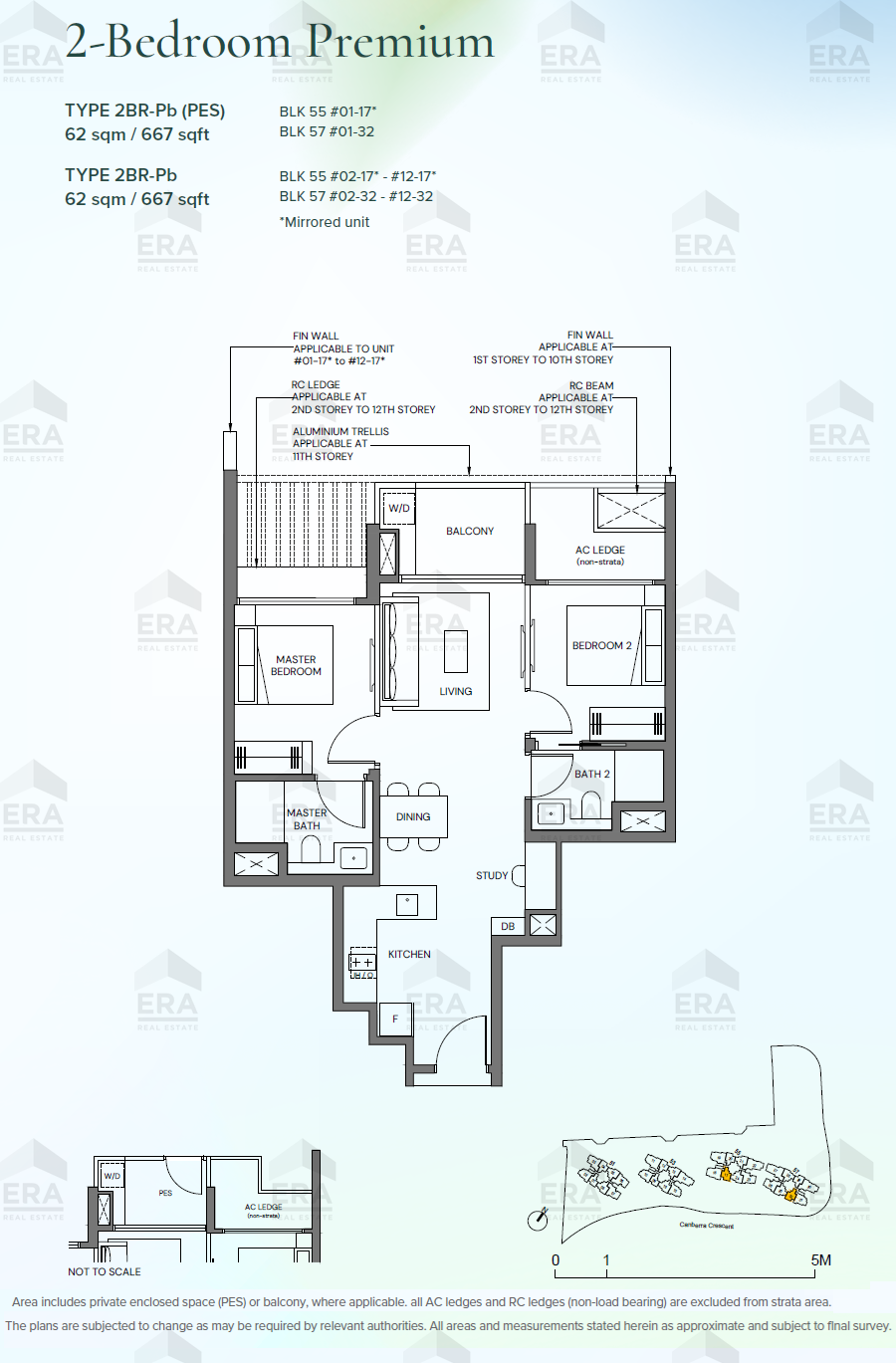 2BR-Pb(PES) · 667 sqft floor plan