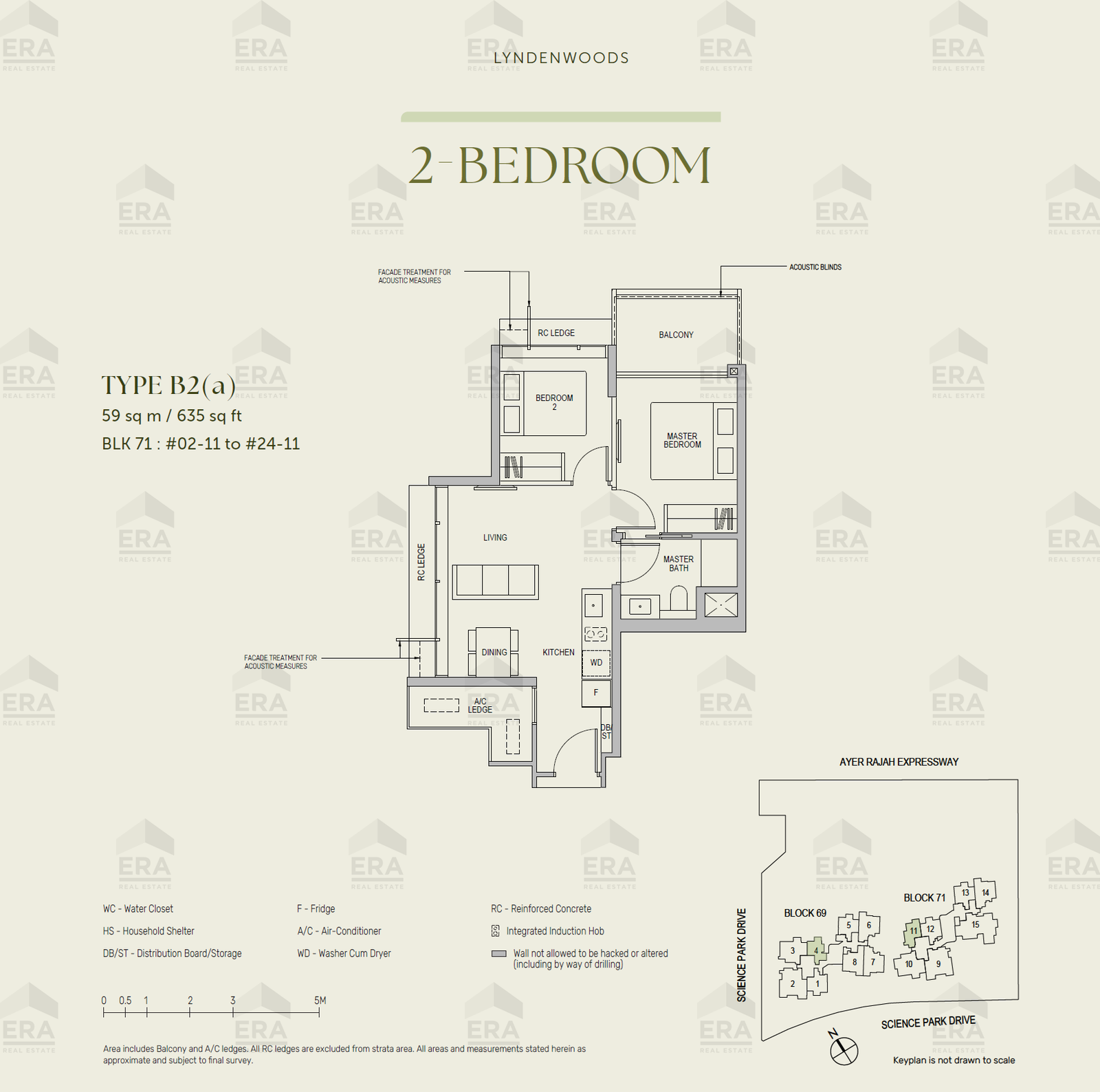 B2(a) · 635 sqft floor plan