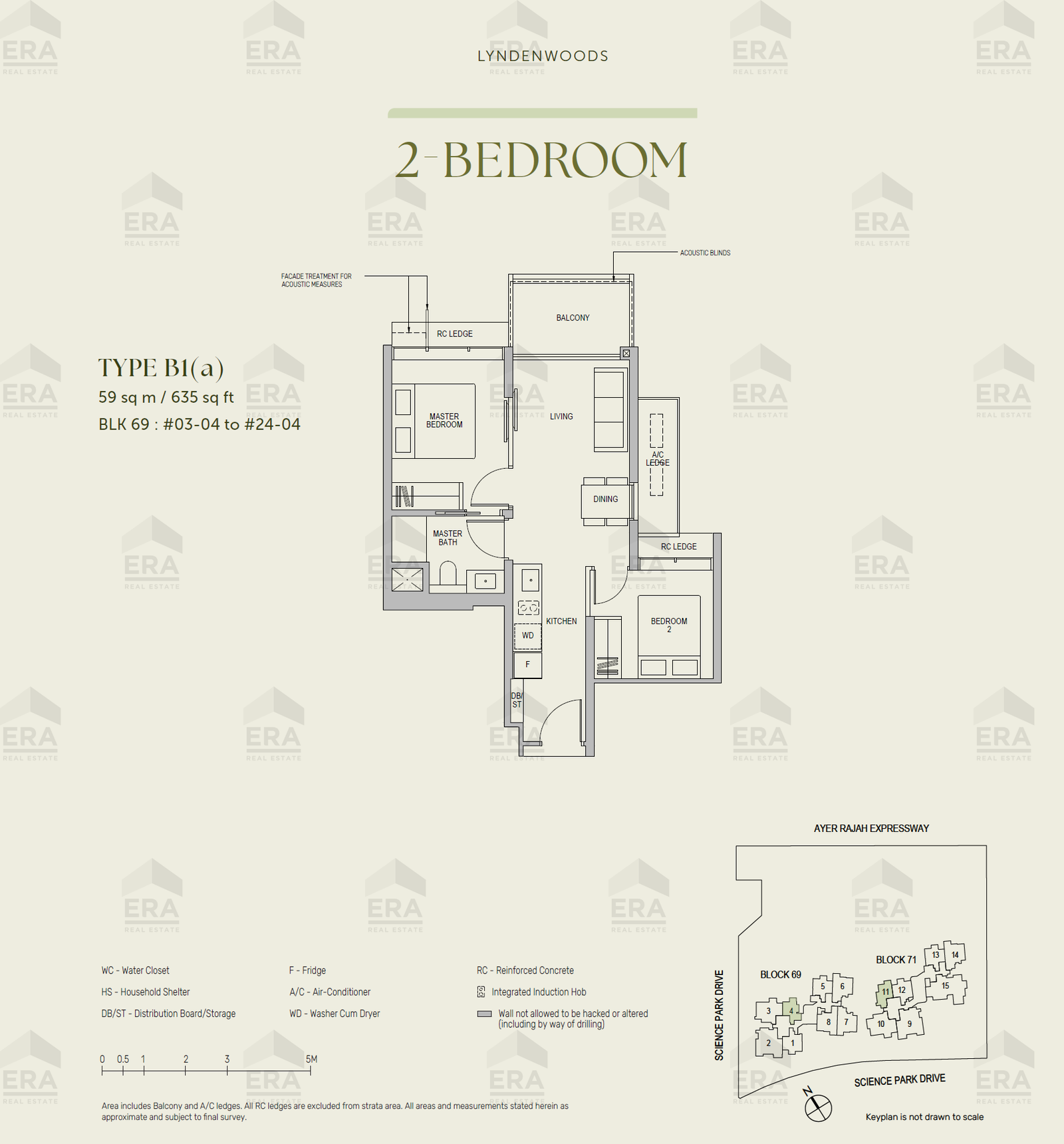 B1(a) · 635 sqft floor plan