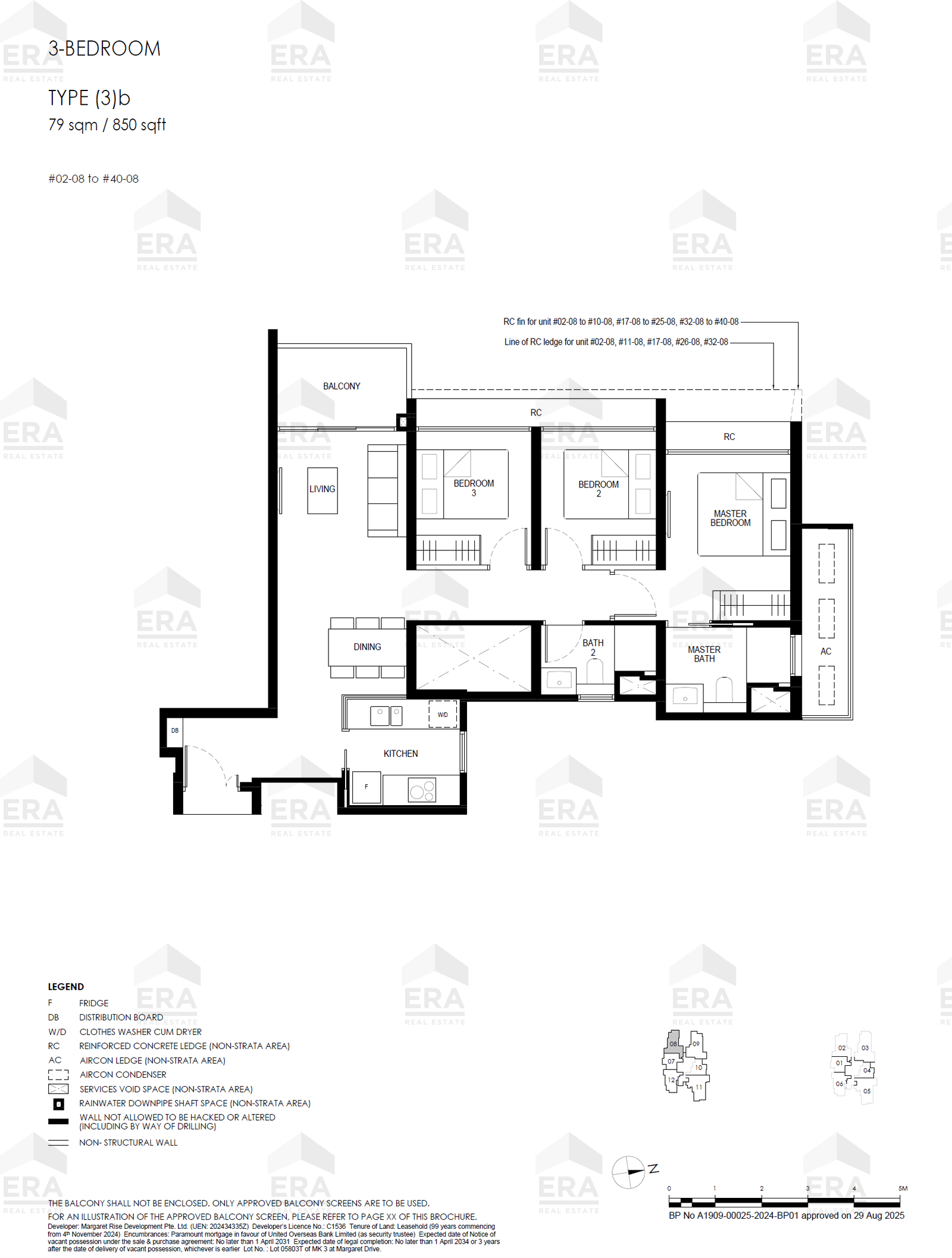 (3)b · 850 sqft floor plan