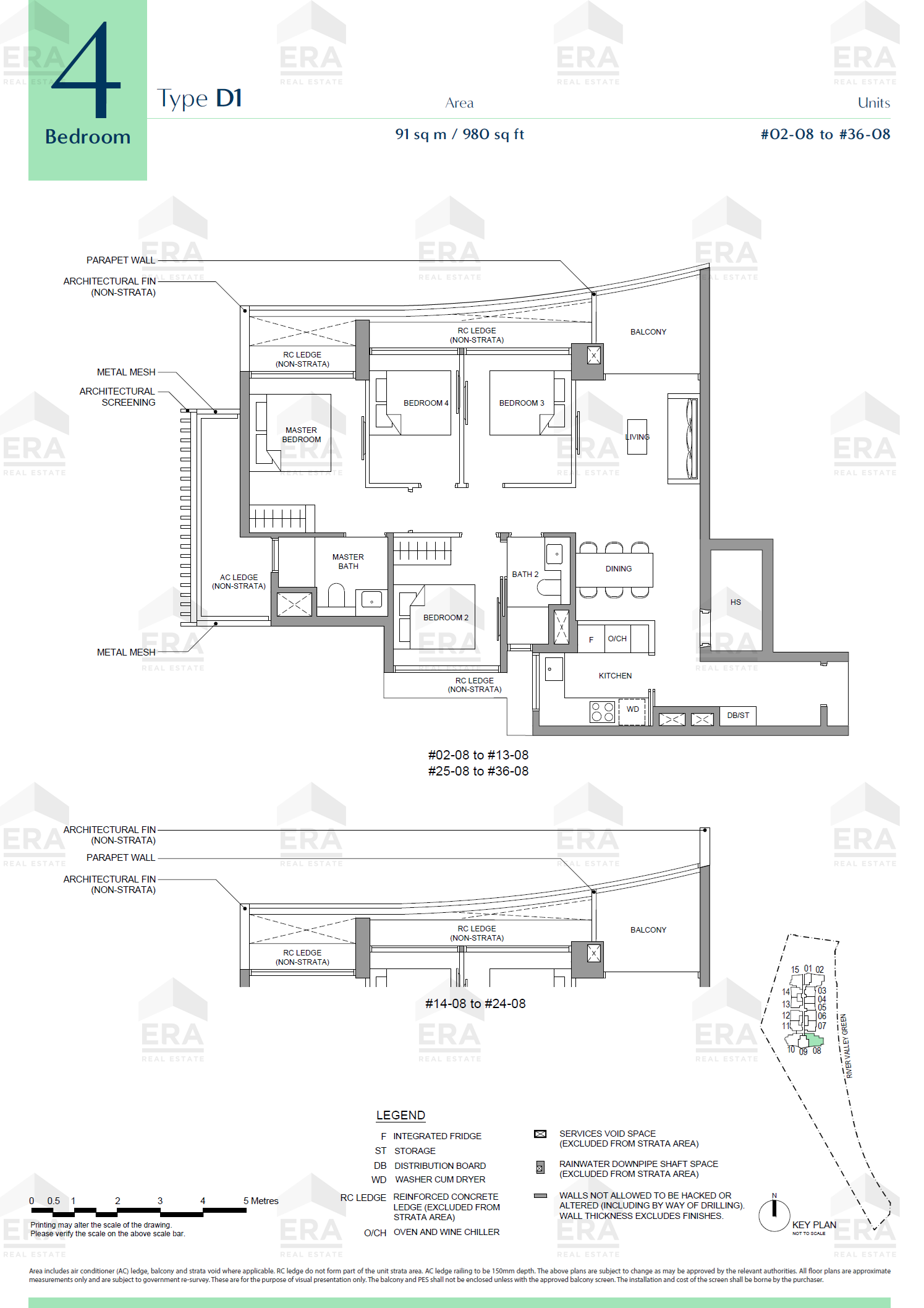 D1 · 980 sqft floor plan