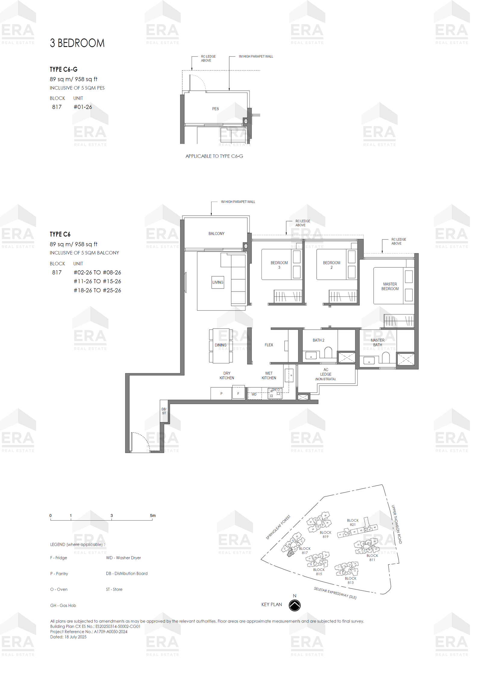 C6-G · 958 sqft floor plan