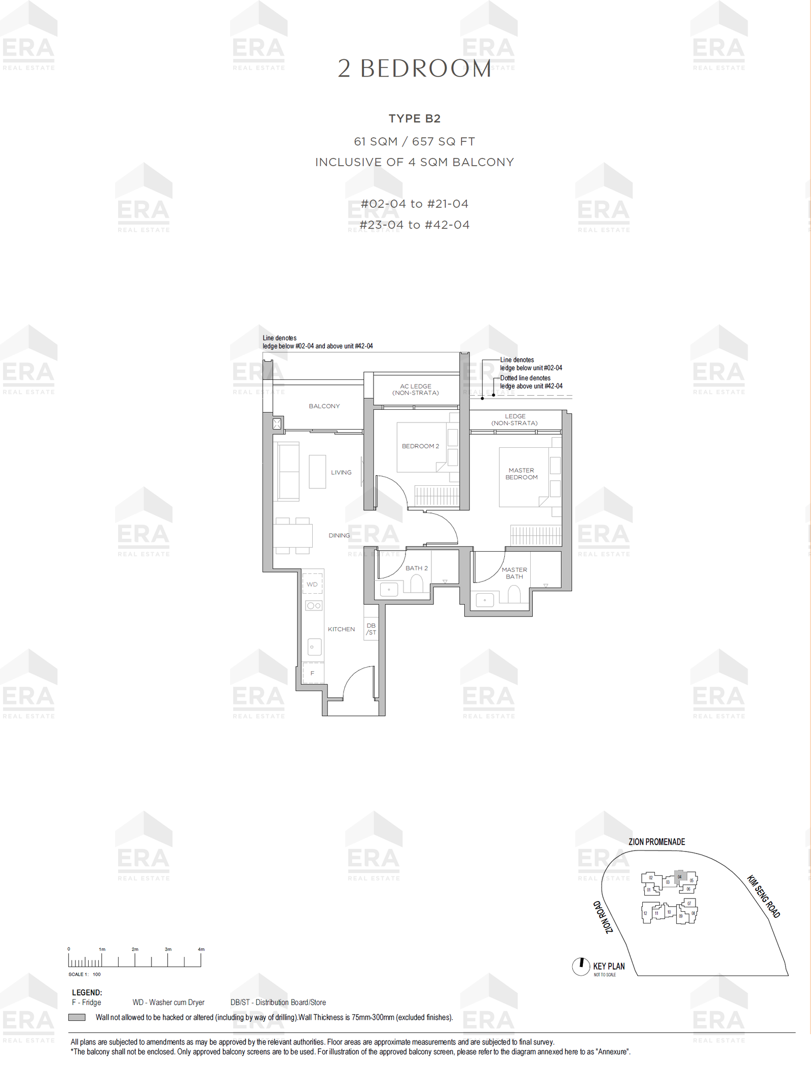 B2 · 657 sqft floor plan