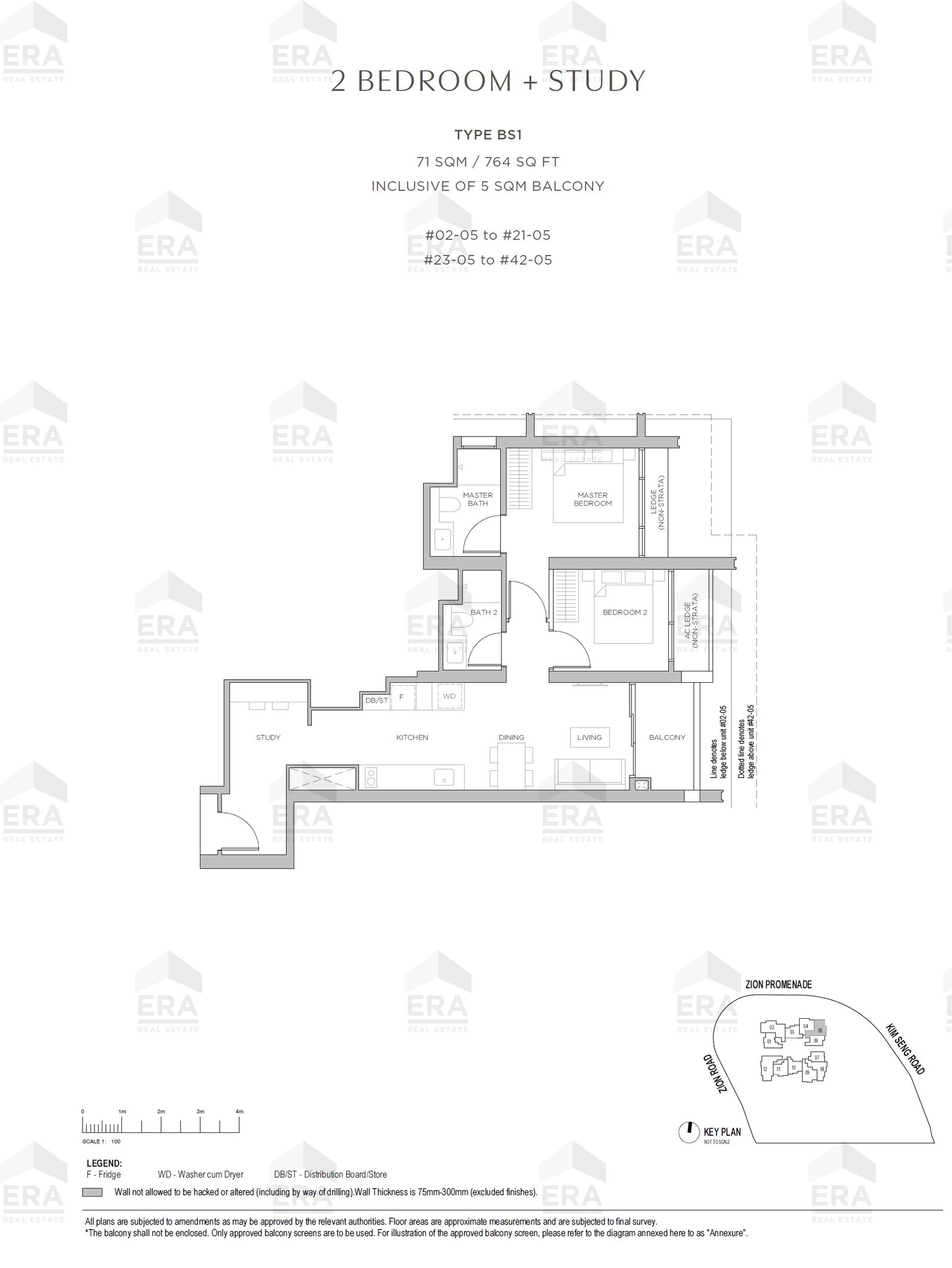 BS1 · 764 sqft floor plan