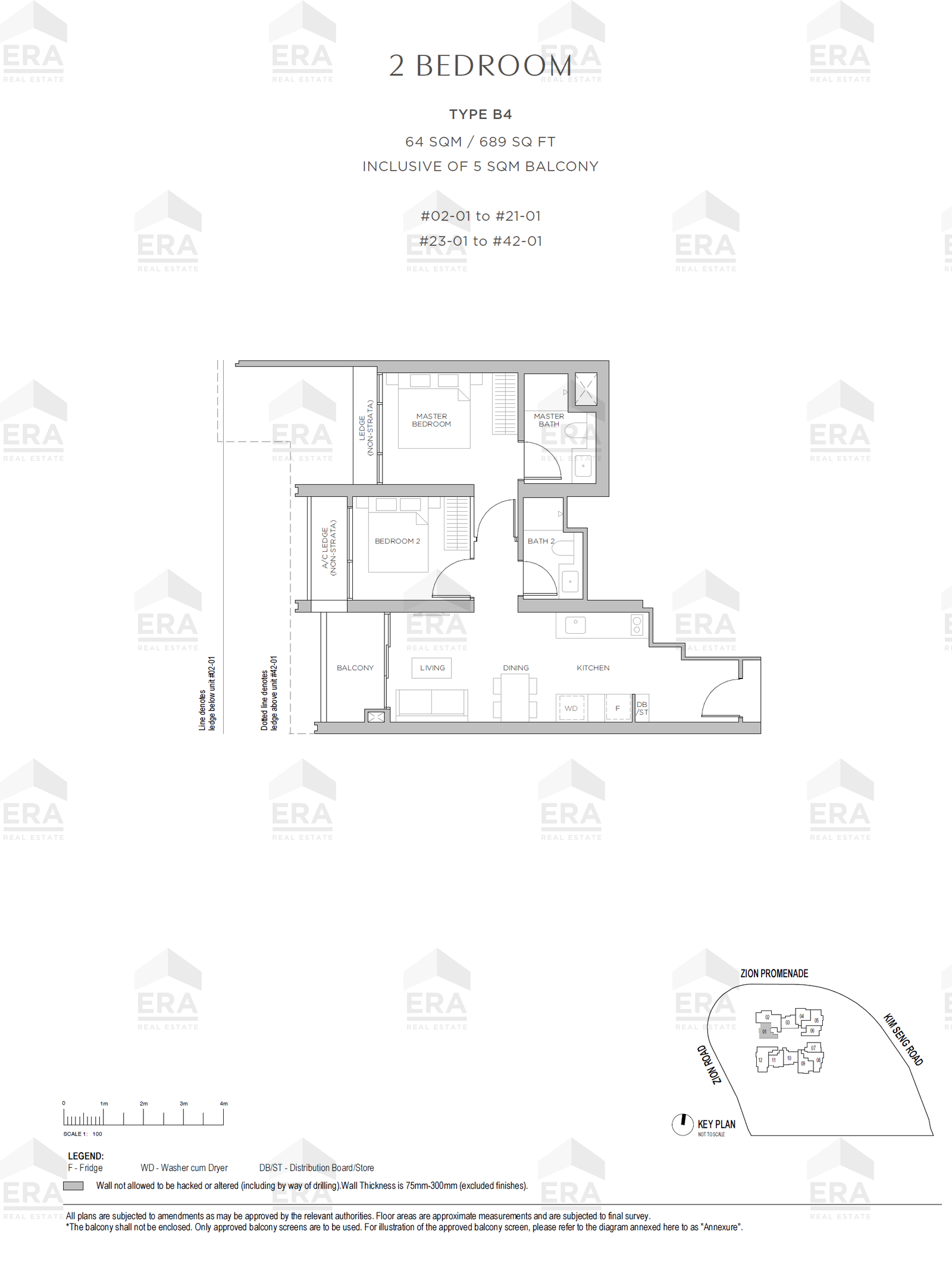 B4 · 689 sqft floor plan