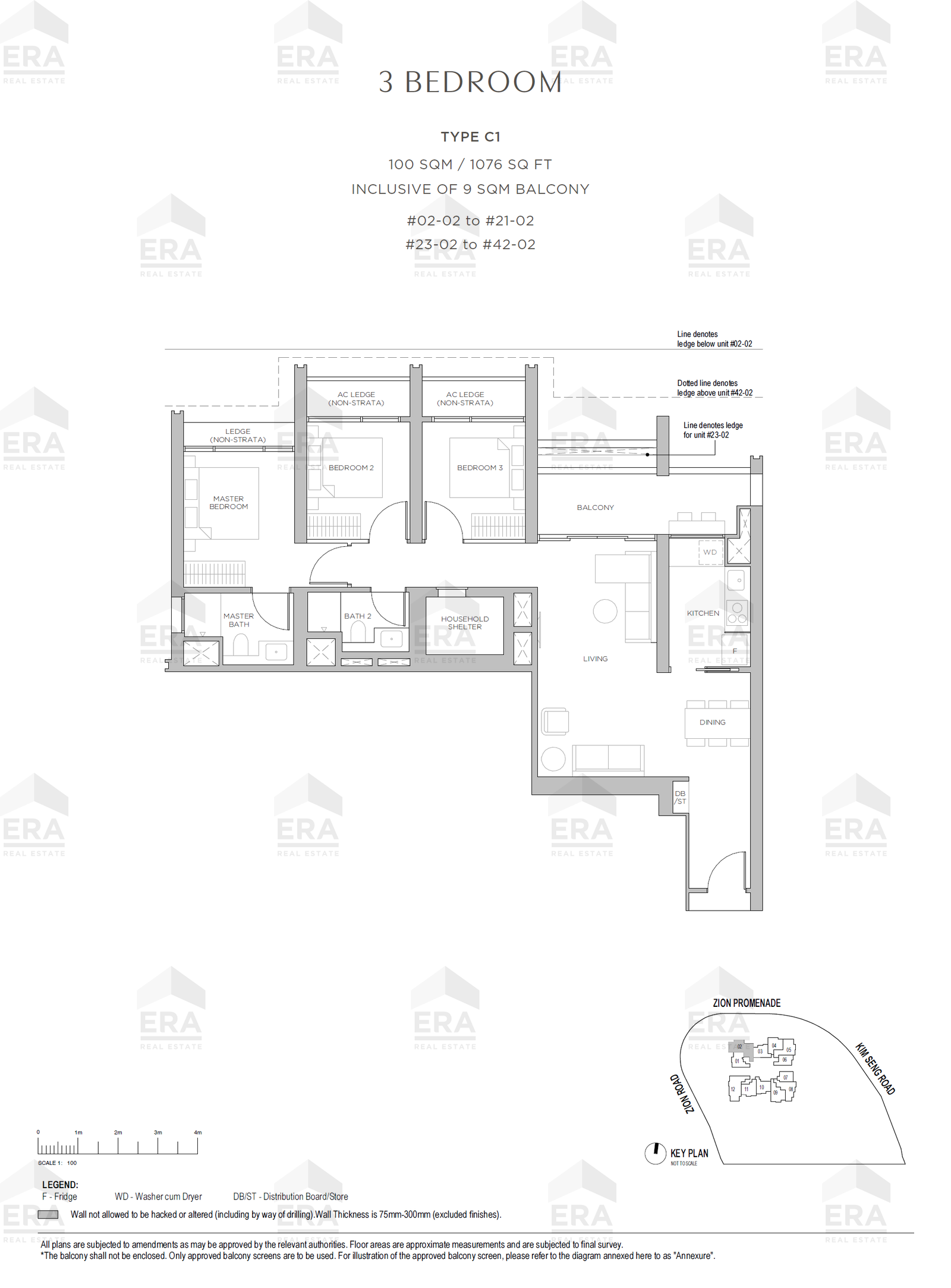 C1 · 1,076 sqft floor plan