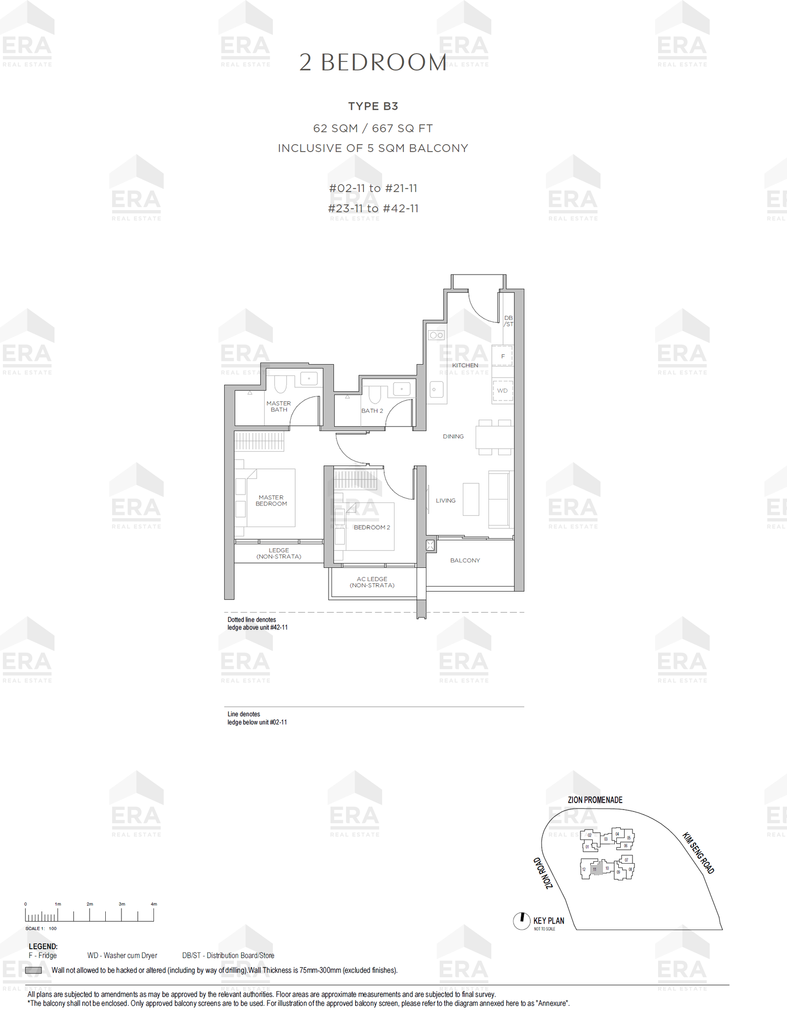 B3 · 667 sqft floor plan
