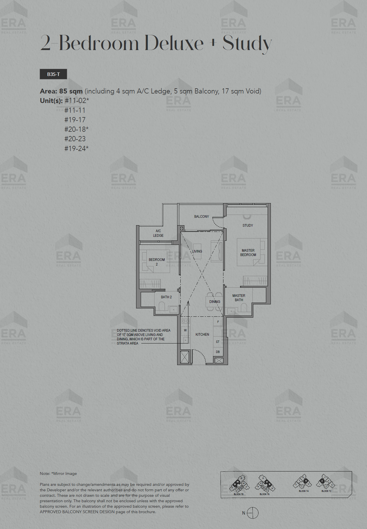 B3S-T · 915 sqft floor plan