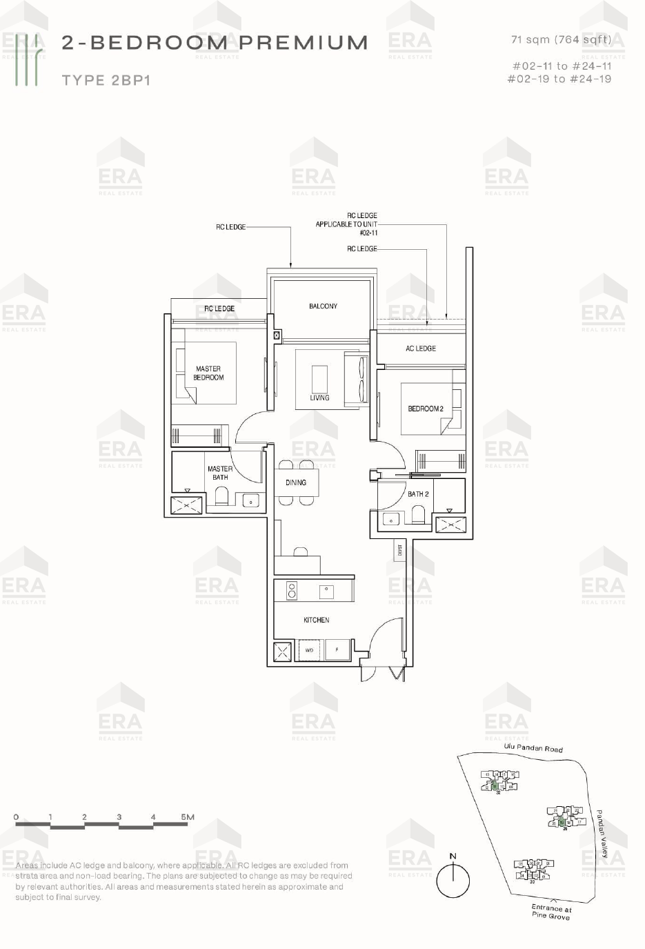 2BP1 · 764 sqft floor plan