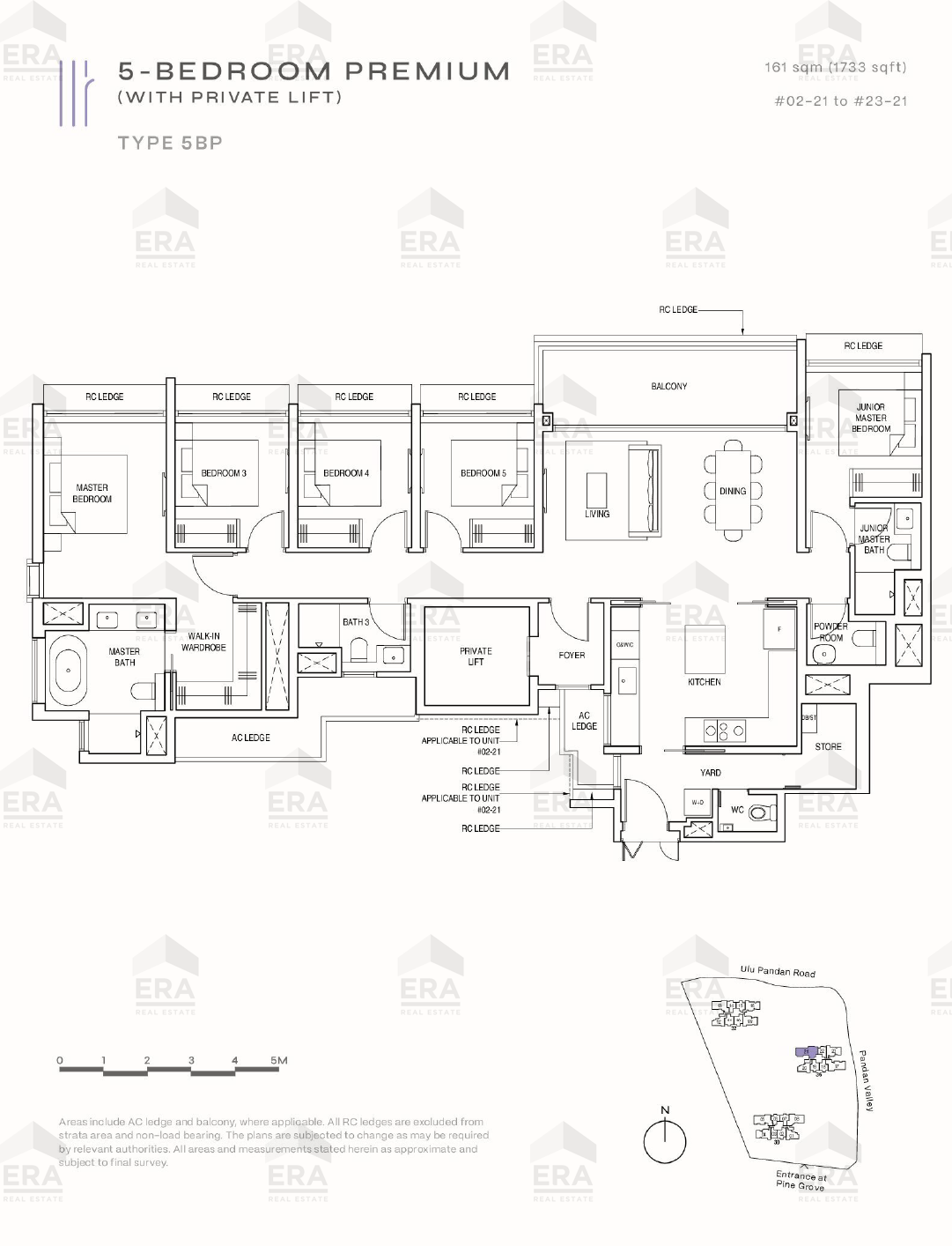 5BP · 1,733 sqft floor plan