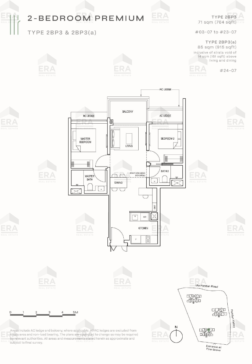 2BP3 · 764 sqft floor plan