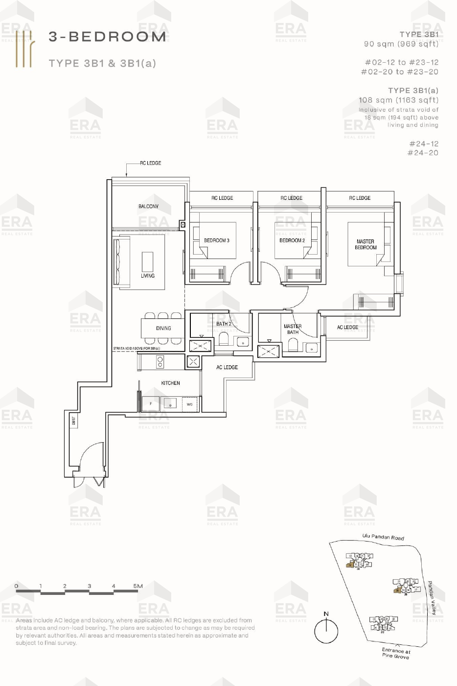 3B1(a) · 1,163 sqft floor plan