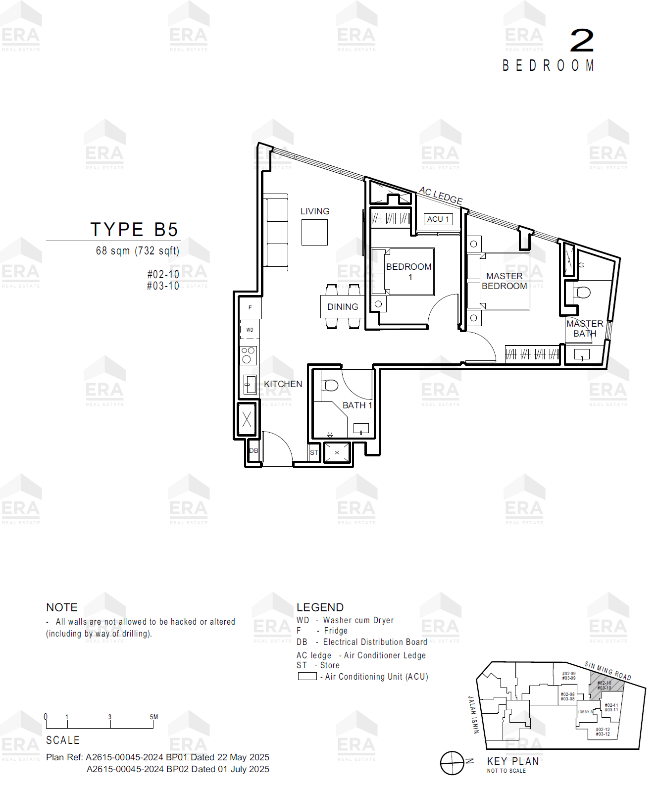 B5 · 732 sqft floor plan