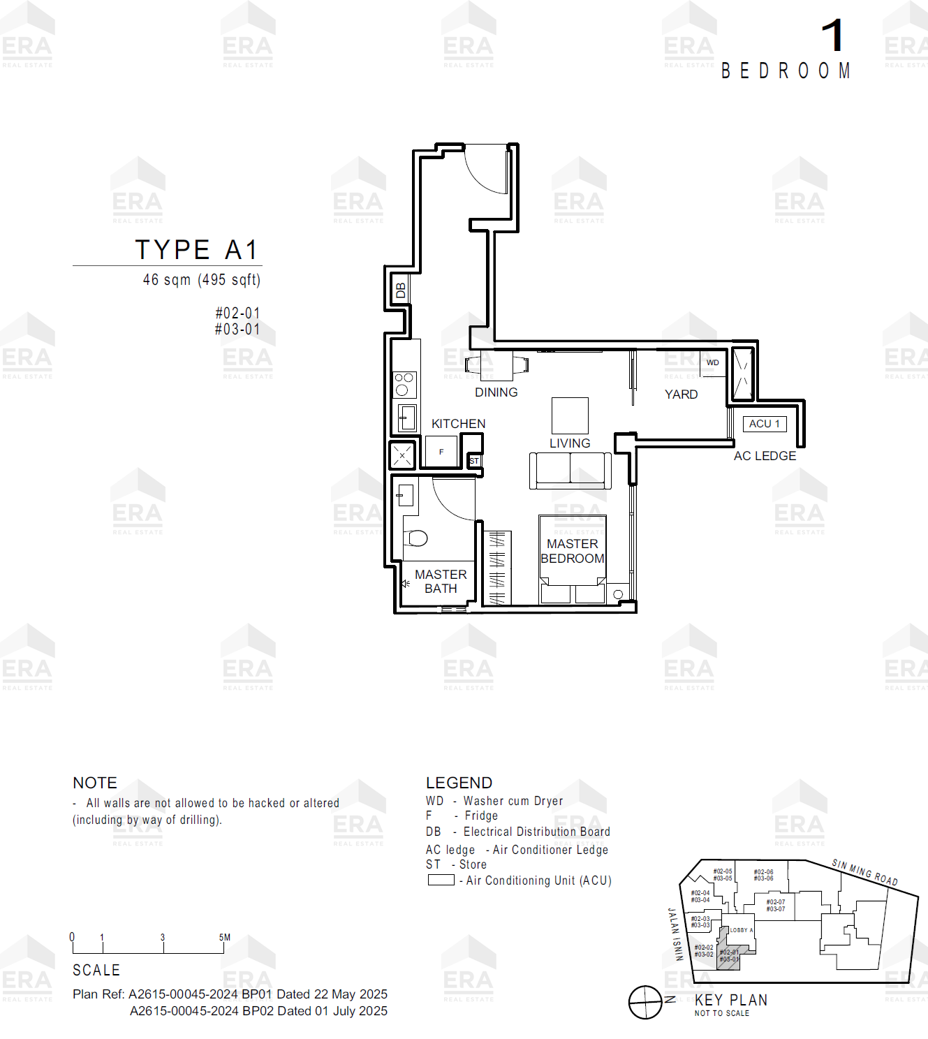 A1 · 495 sqft floor plan