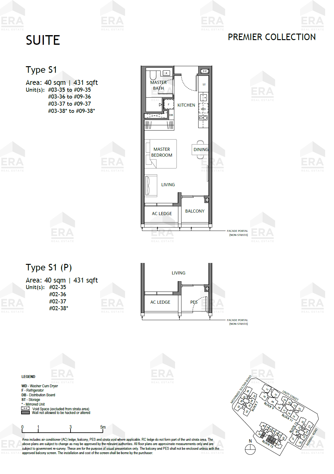 S1(P) · 431 sqft floor plan