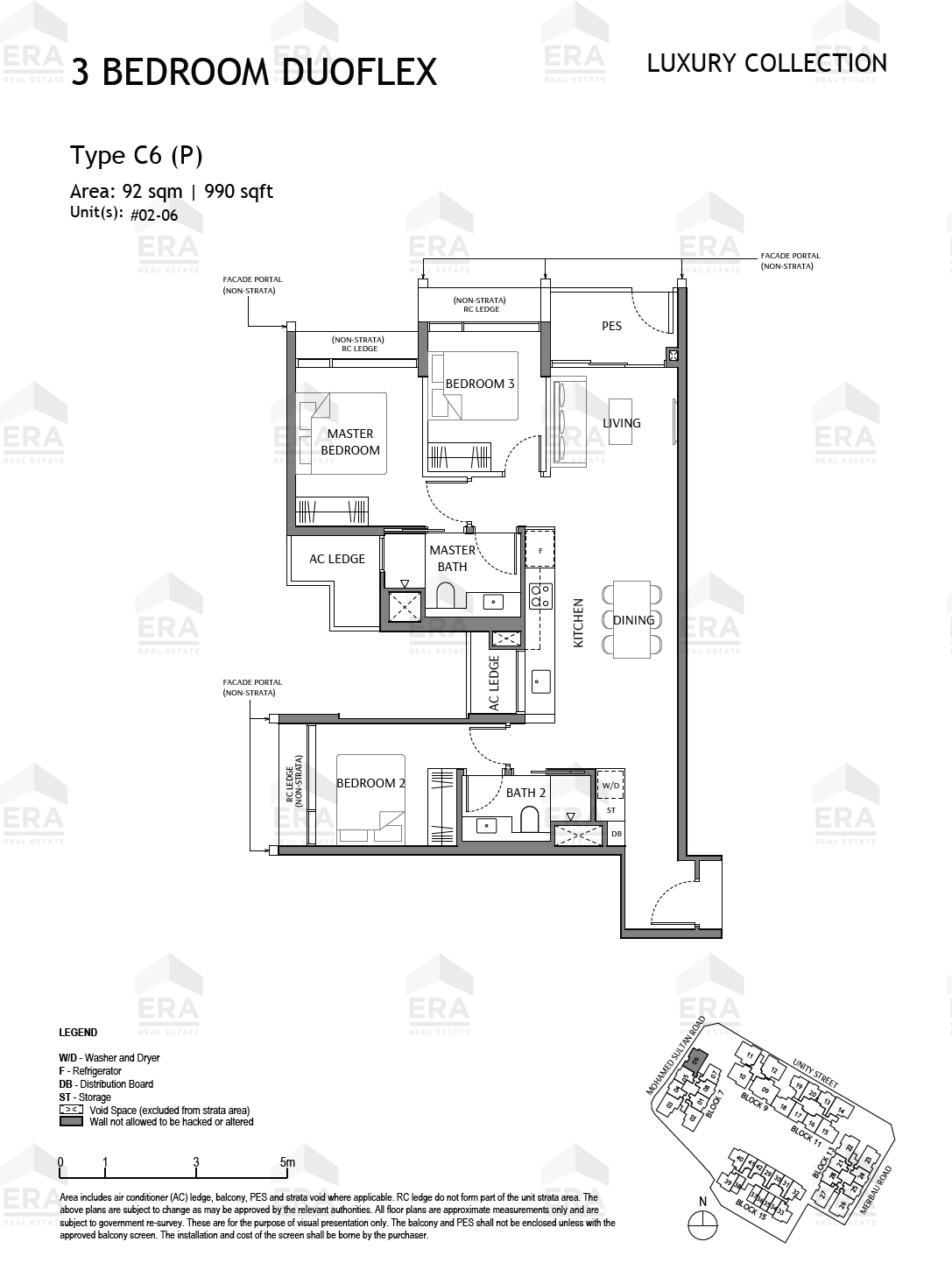 C6(P) · 990 sqft floor plan