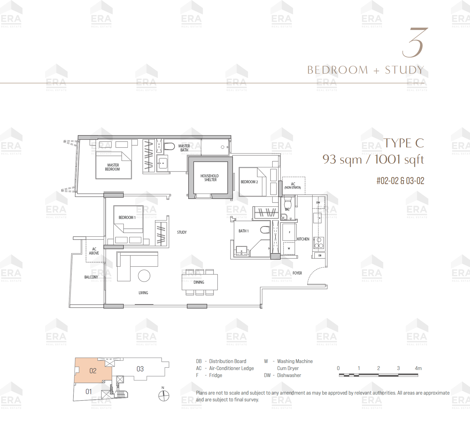 C · 1,001 sqft floor plan