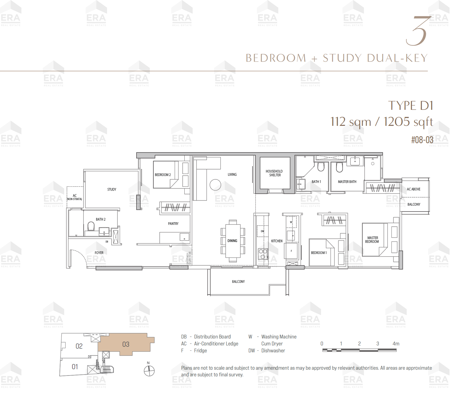 D1 · 1,205 sqft floor plan