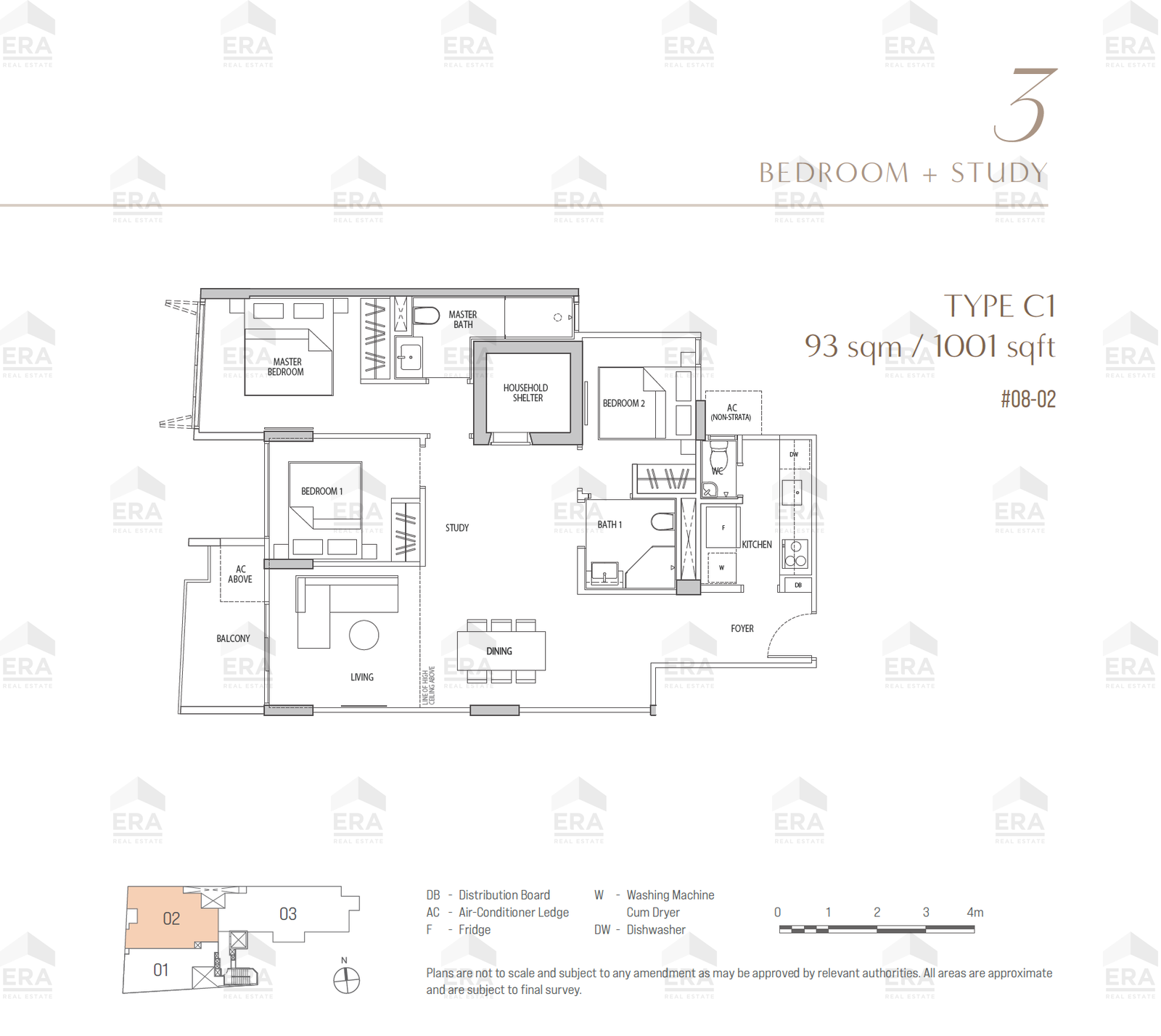 C1 · 1,001 sqft floor plan