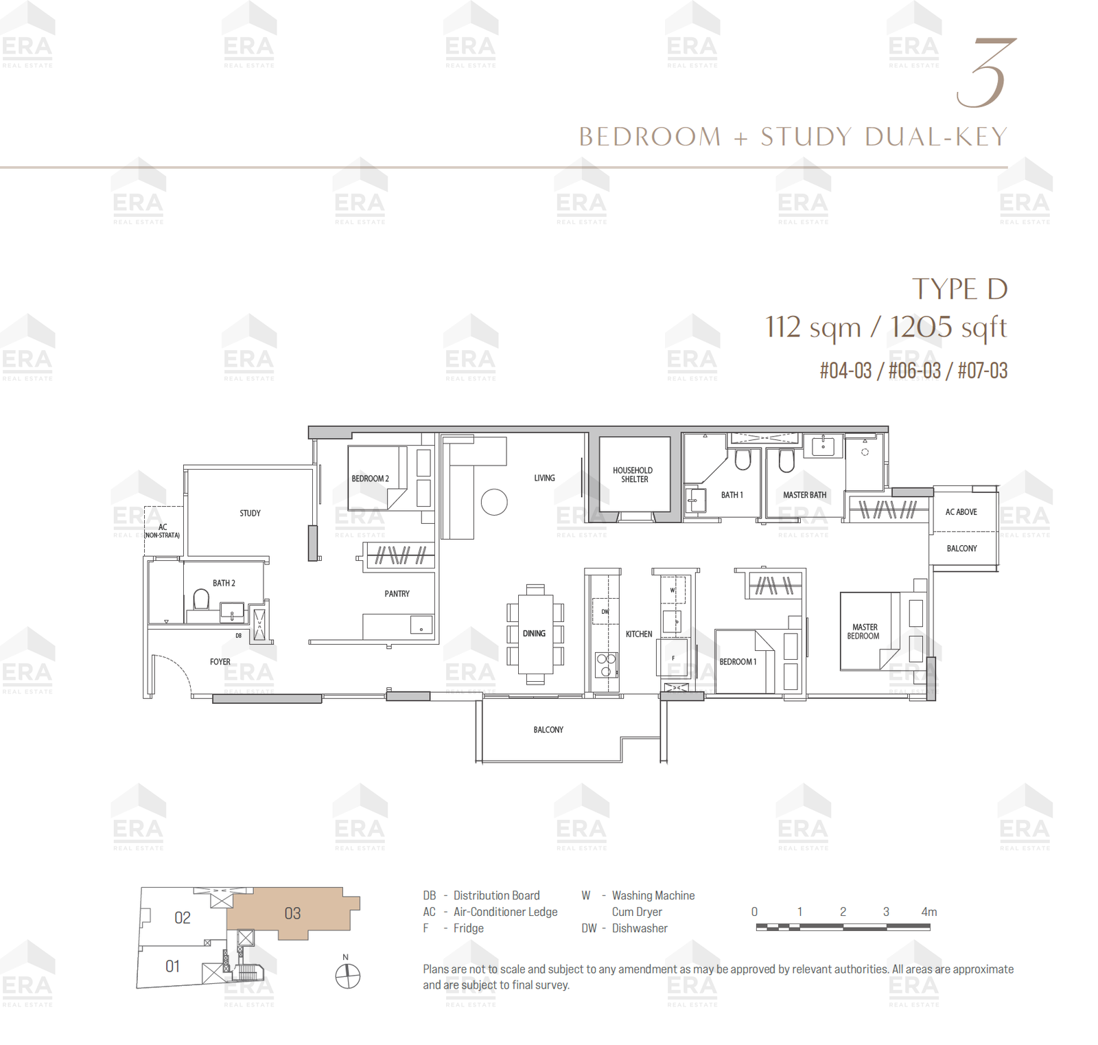 D · 1,205 sqft floor plan