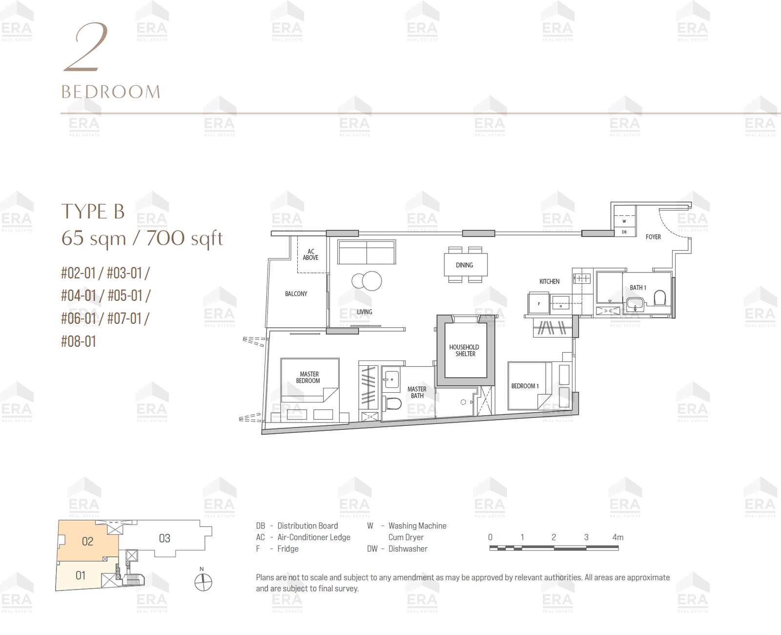 B · 700 sqft floor plan
