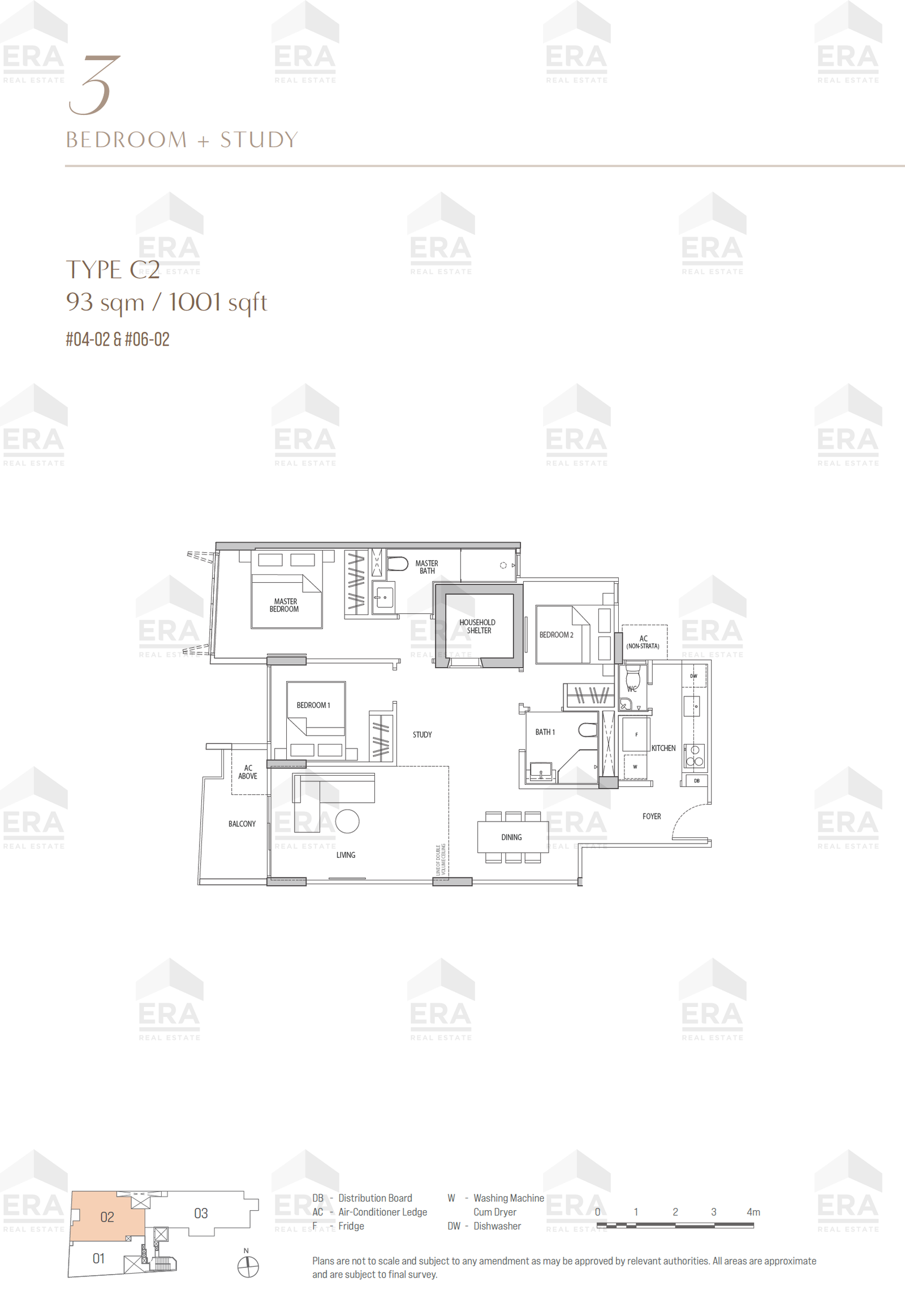 C2 · 1,001 sqft floor plan