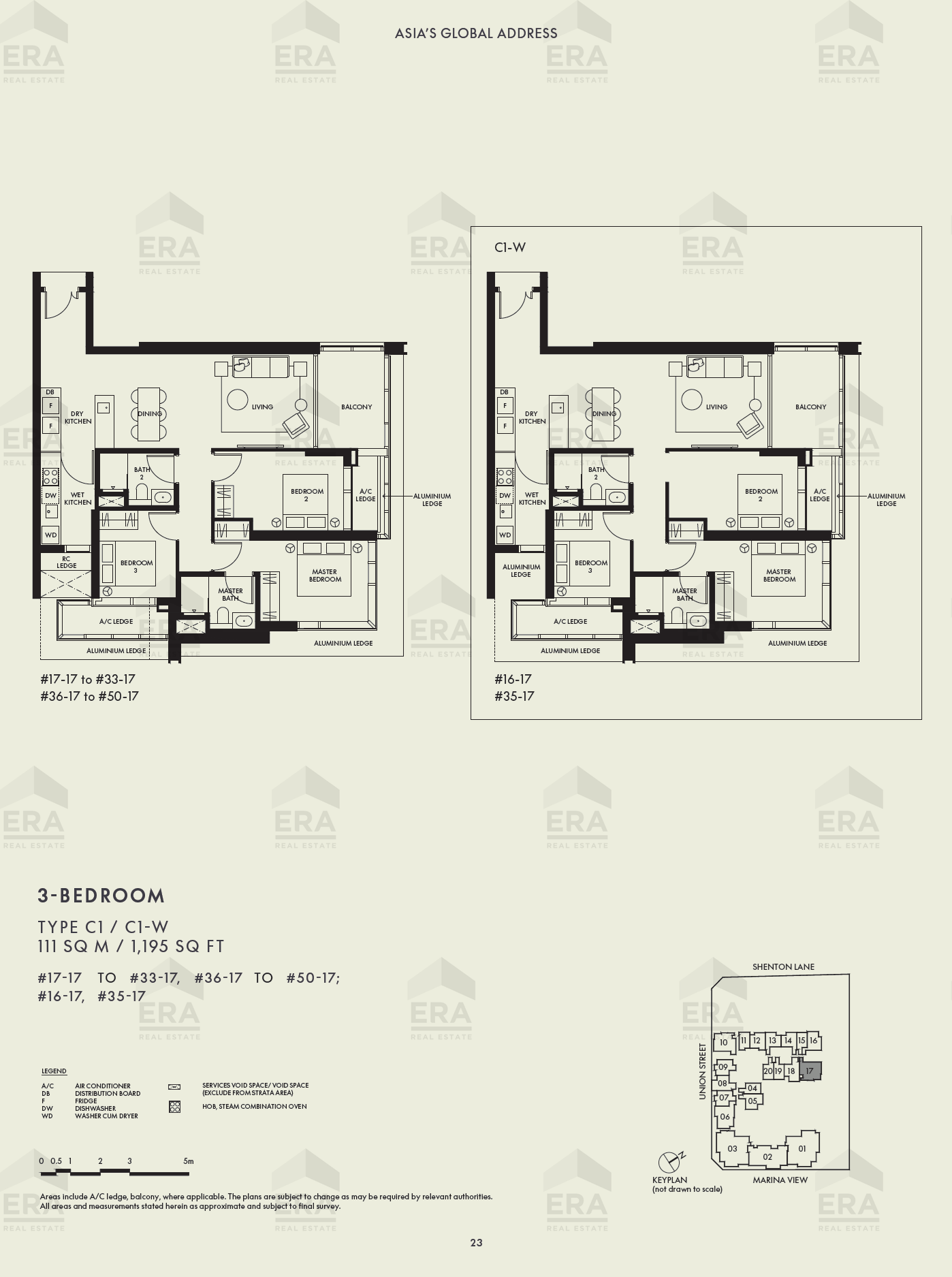 C1-W · 1,195 sqft floor plan