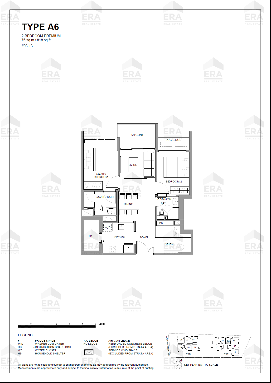 A6 · 818 sqft floor plan