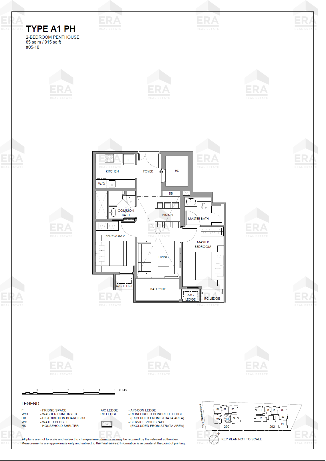 A1 PH · 915 sqft floor plan