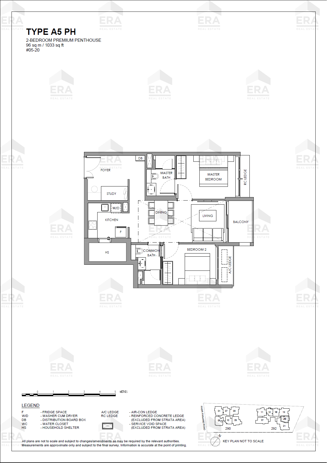 A5 PH · 1,033 sqft floor plan