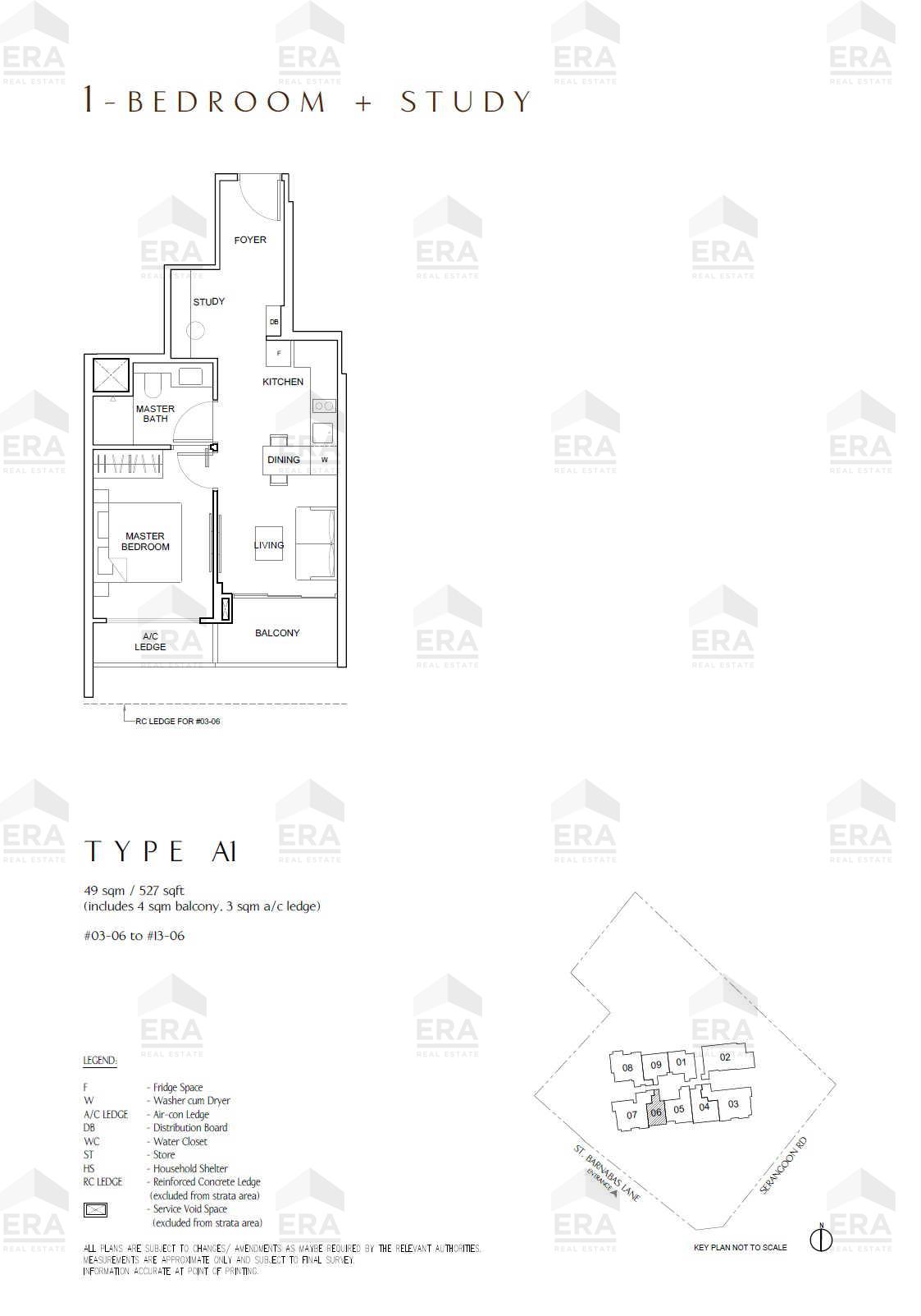 A1 · 527 sqft floor plan