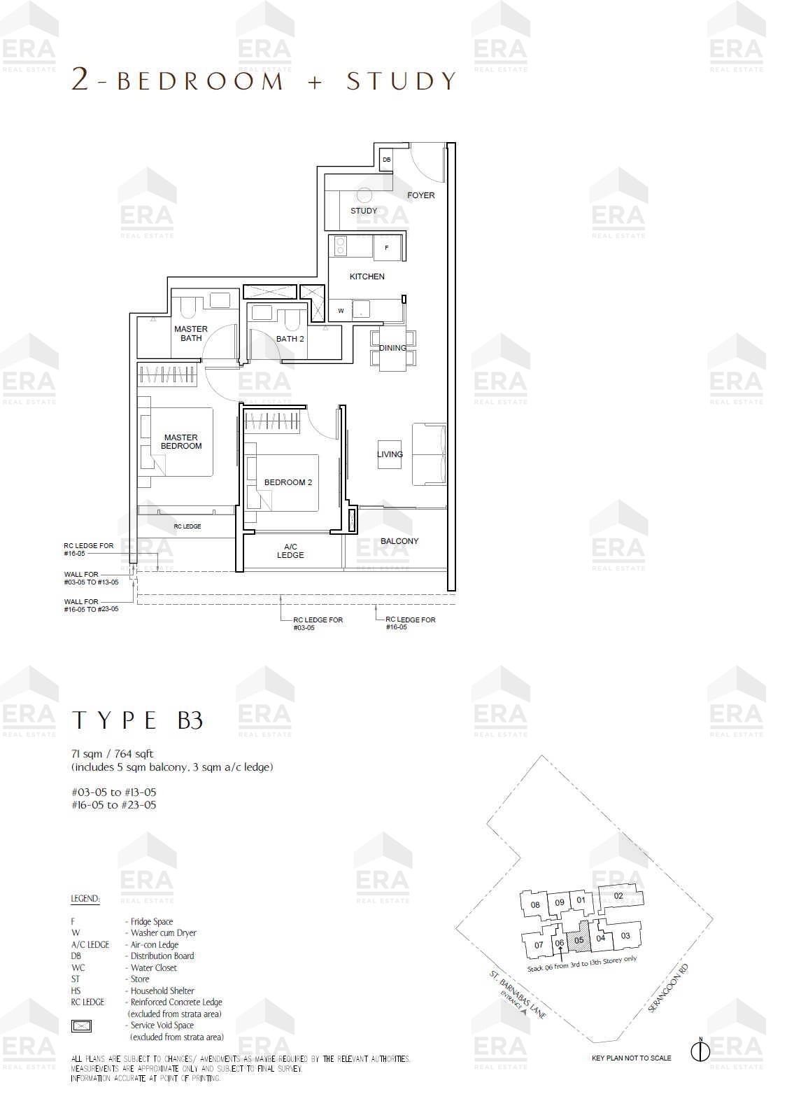 B3 · 764 sqft floor plan