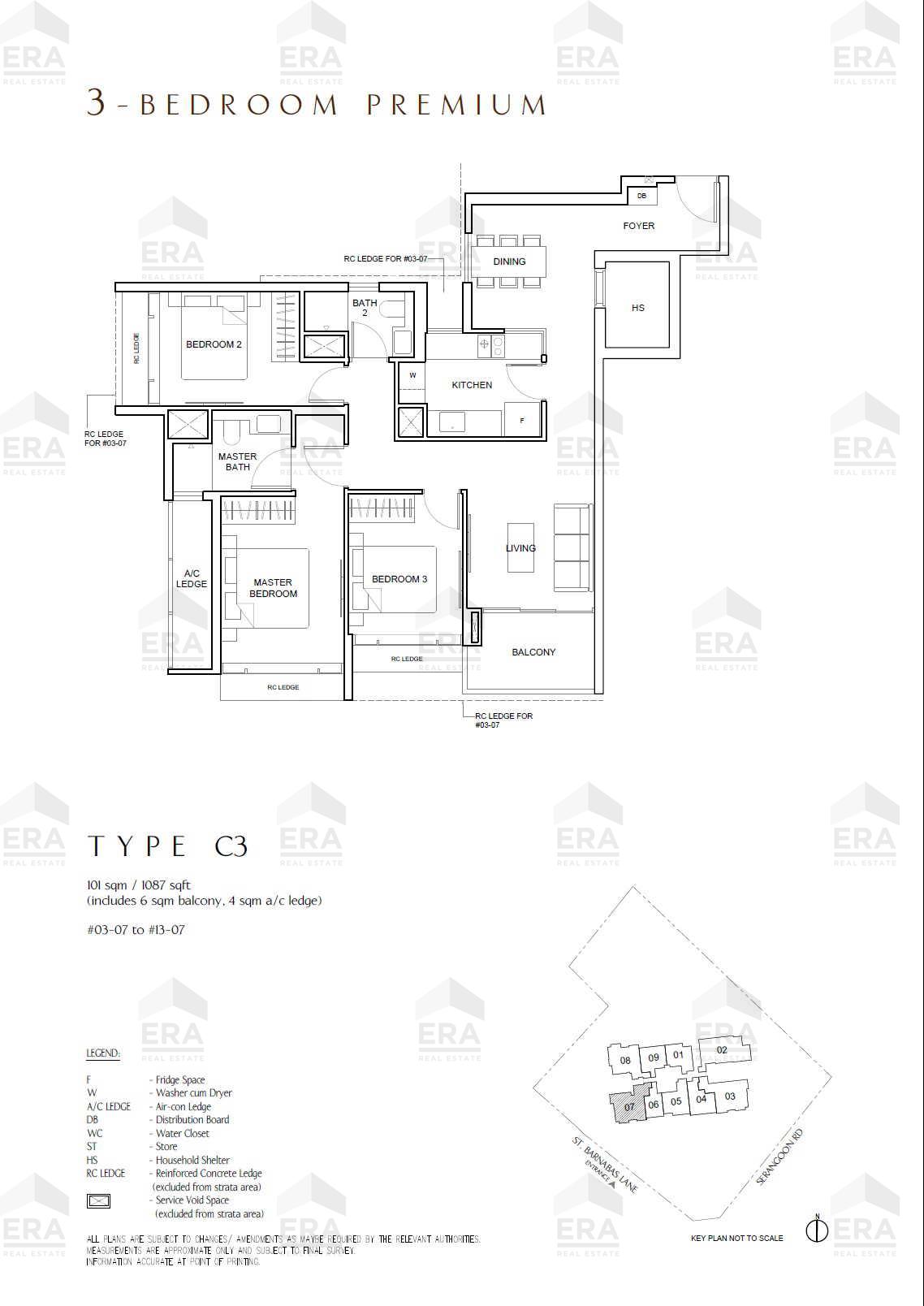 C3 · 1,087 sqft floor plan