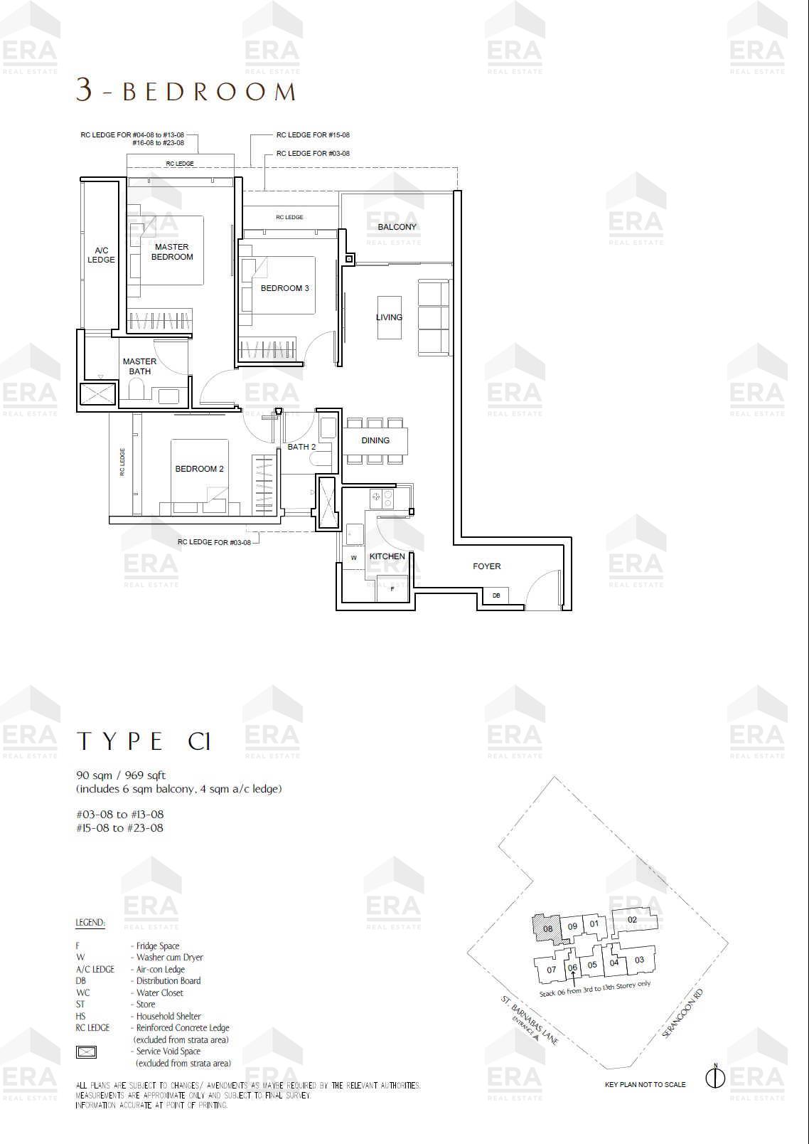 C1 · 969 sqft floor plan