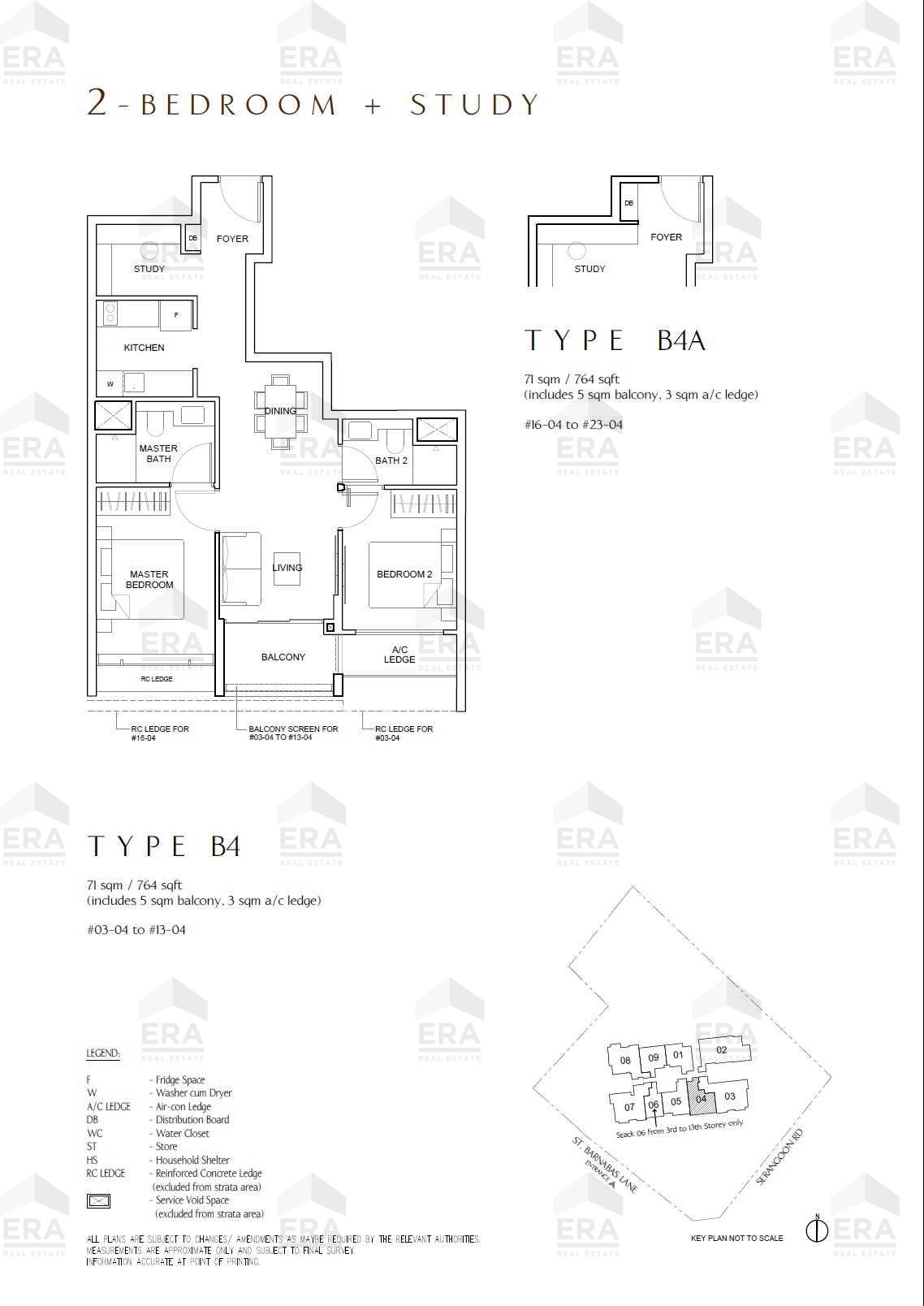 B4A · 764 sqft floor plan