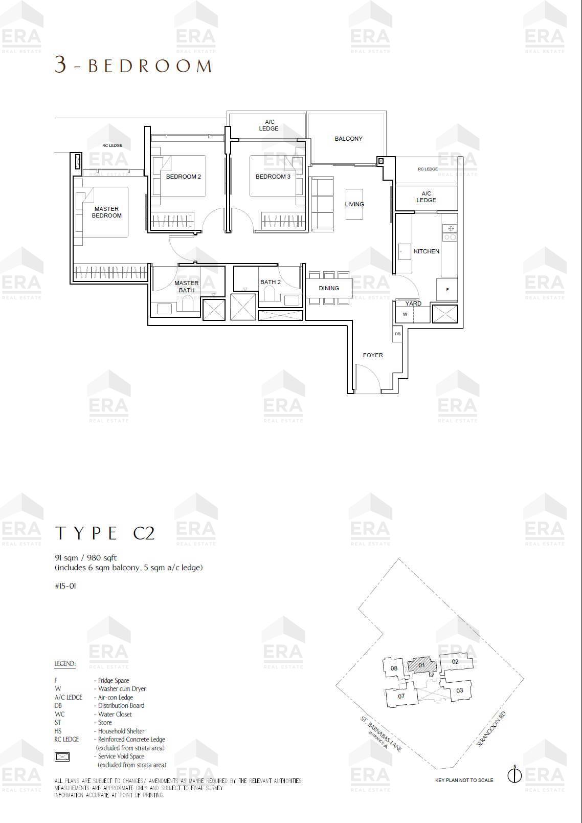 C2 · 980 sqft floor plan
