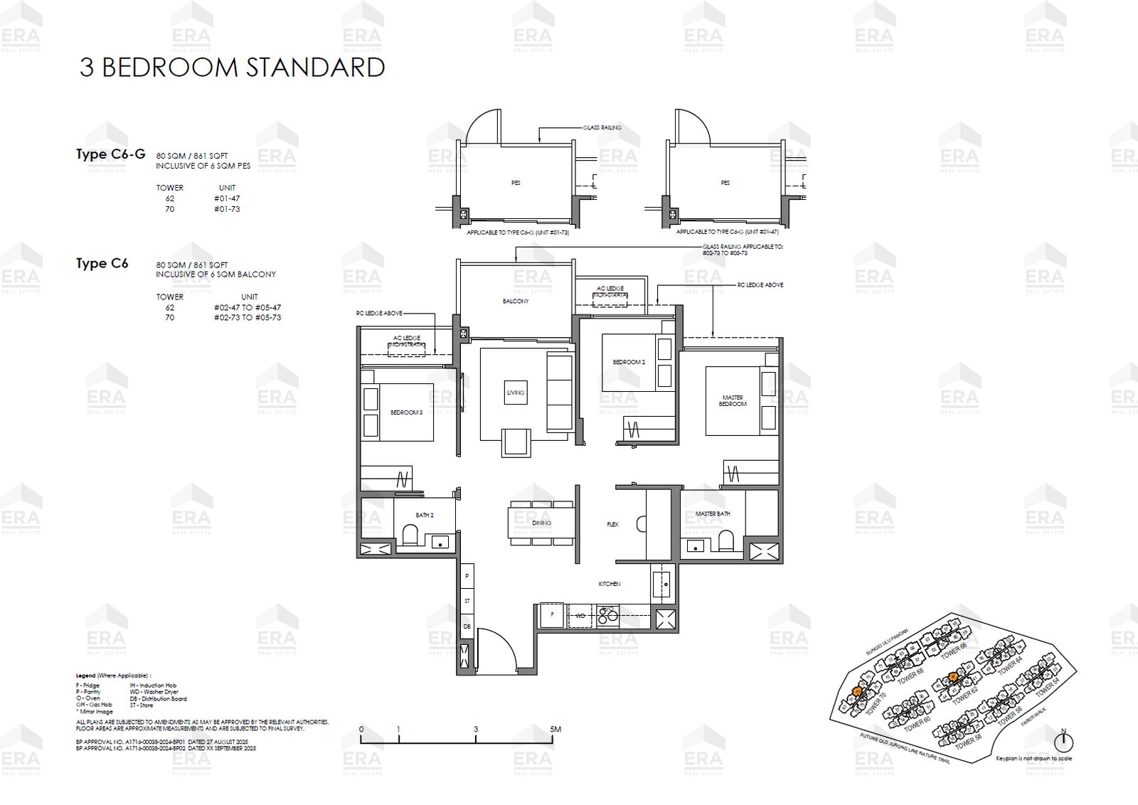 C6-G · 861 sqft floor plan