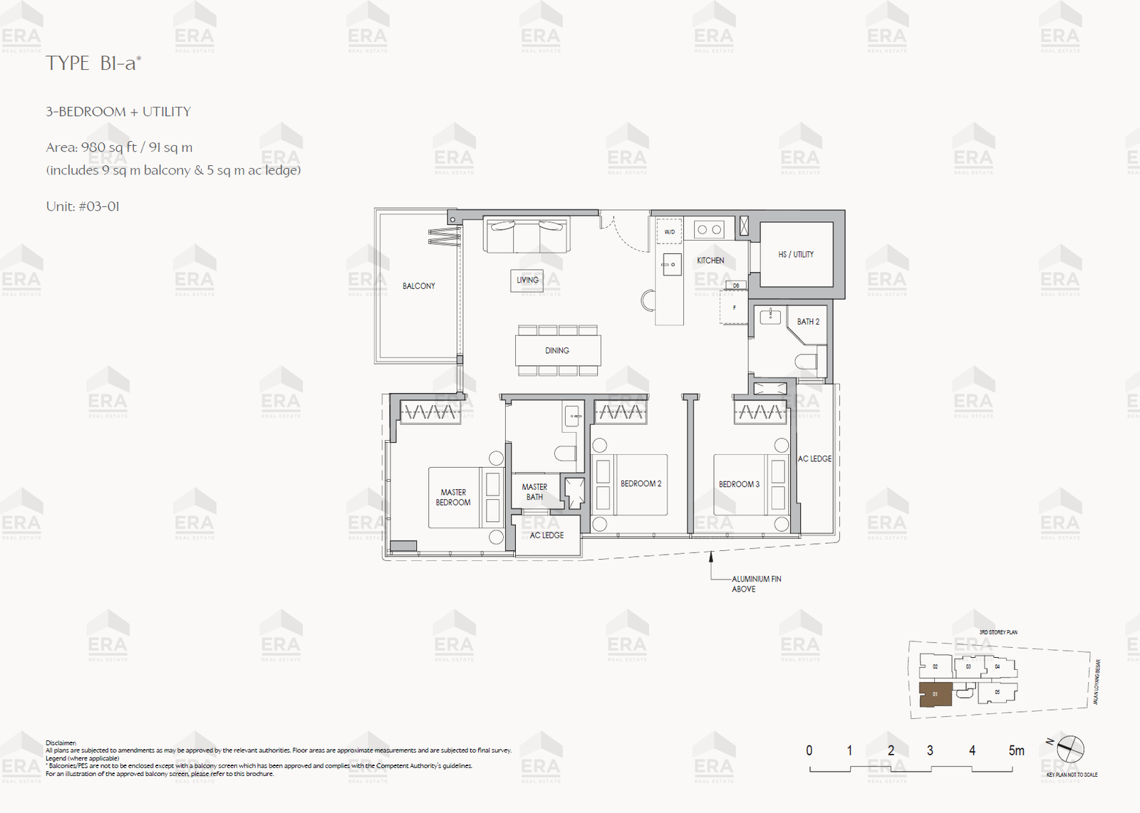 B1-a* · 980 sqft floor plan