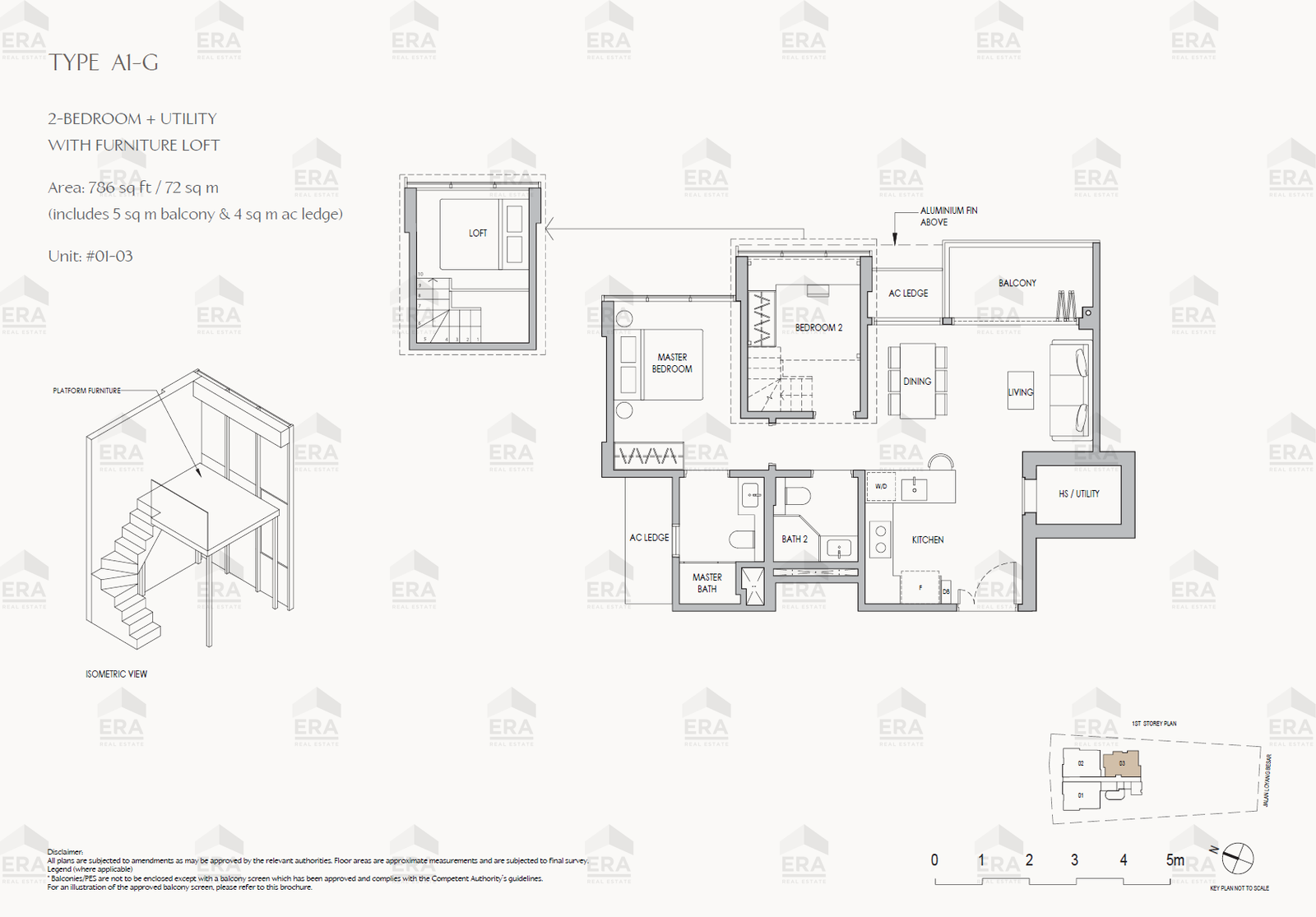 A1-G · 775 sqft floor plan