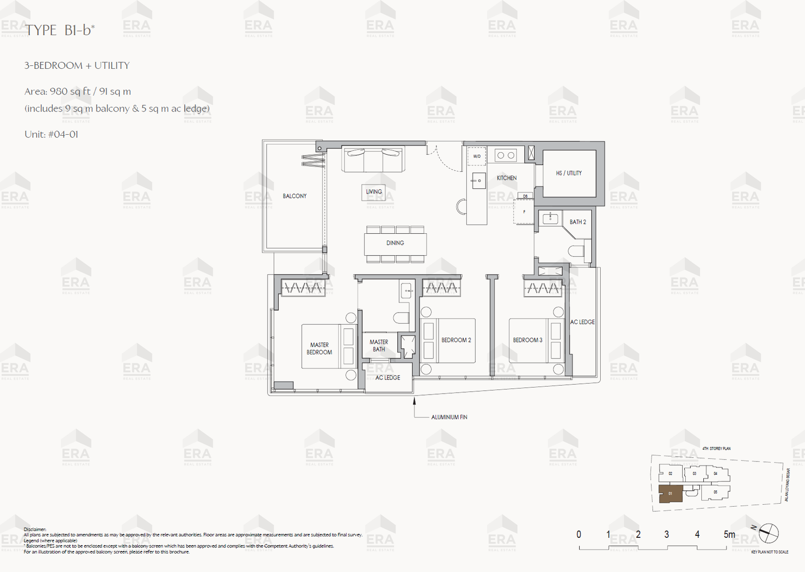 B1-b* · 980 sqft floor plan
