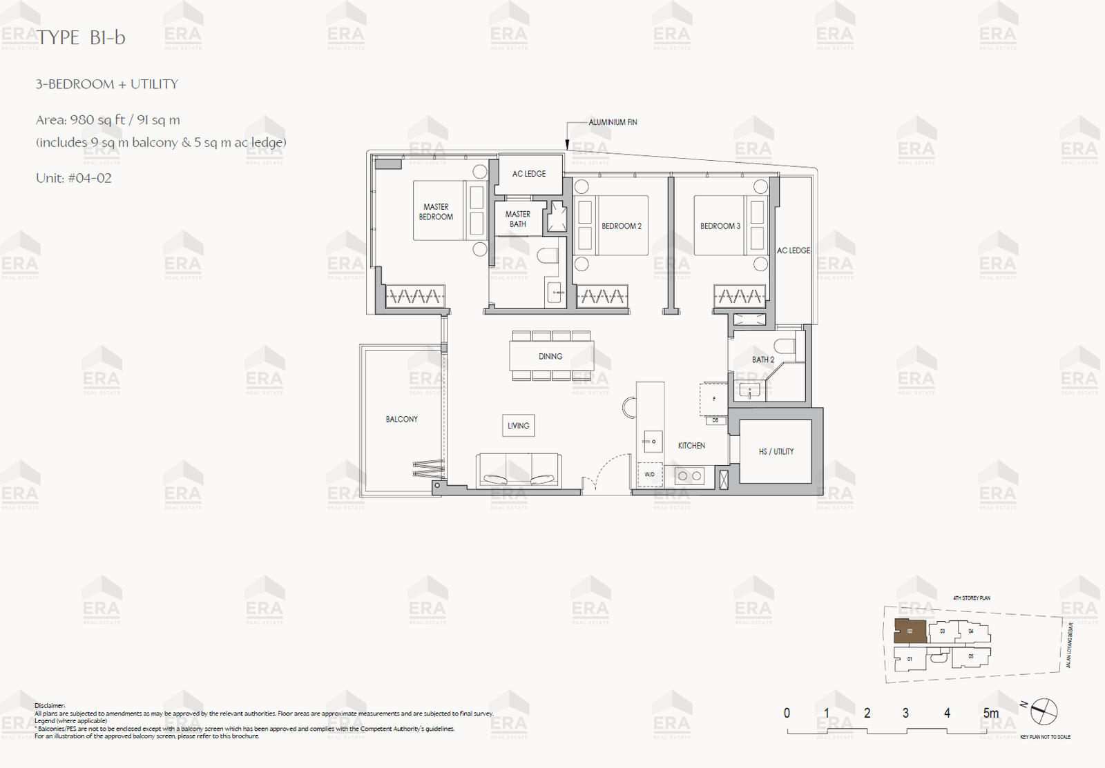 B1-b · 980 sqft floor plan