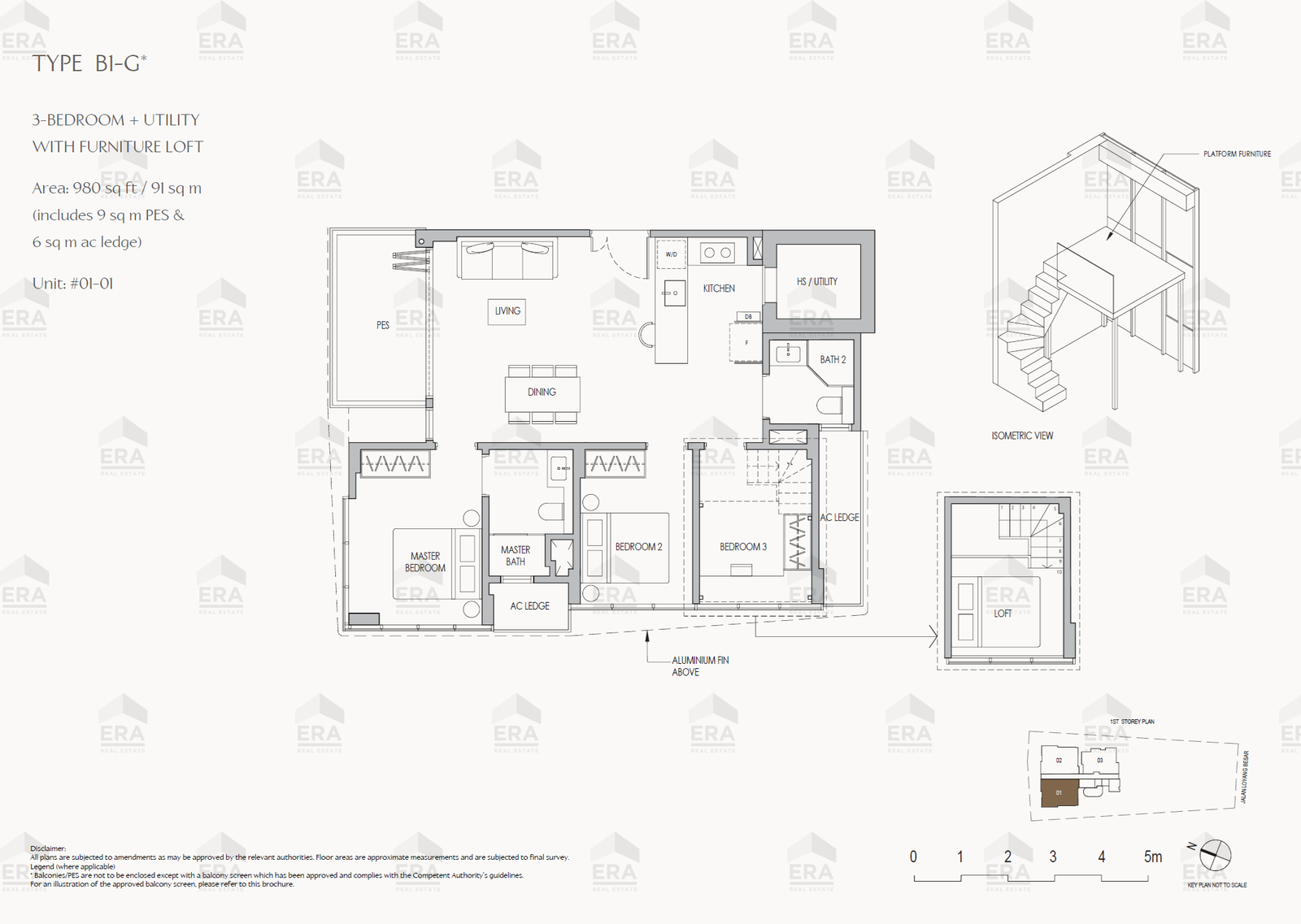B1-G* · 980 sqft floor plan