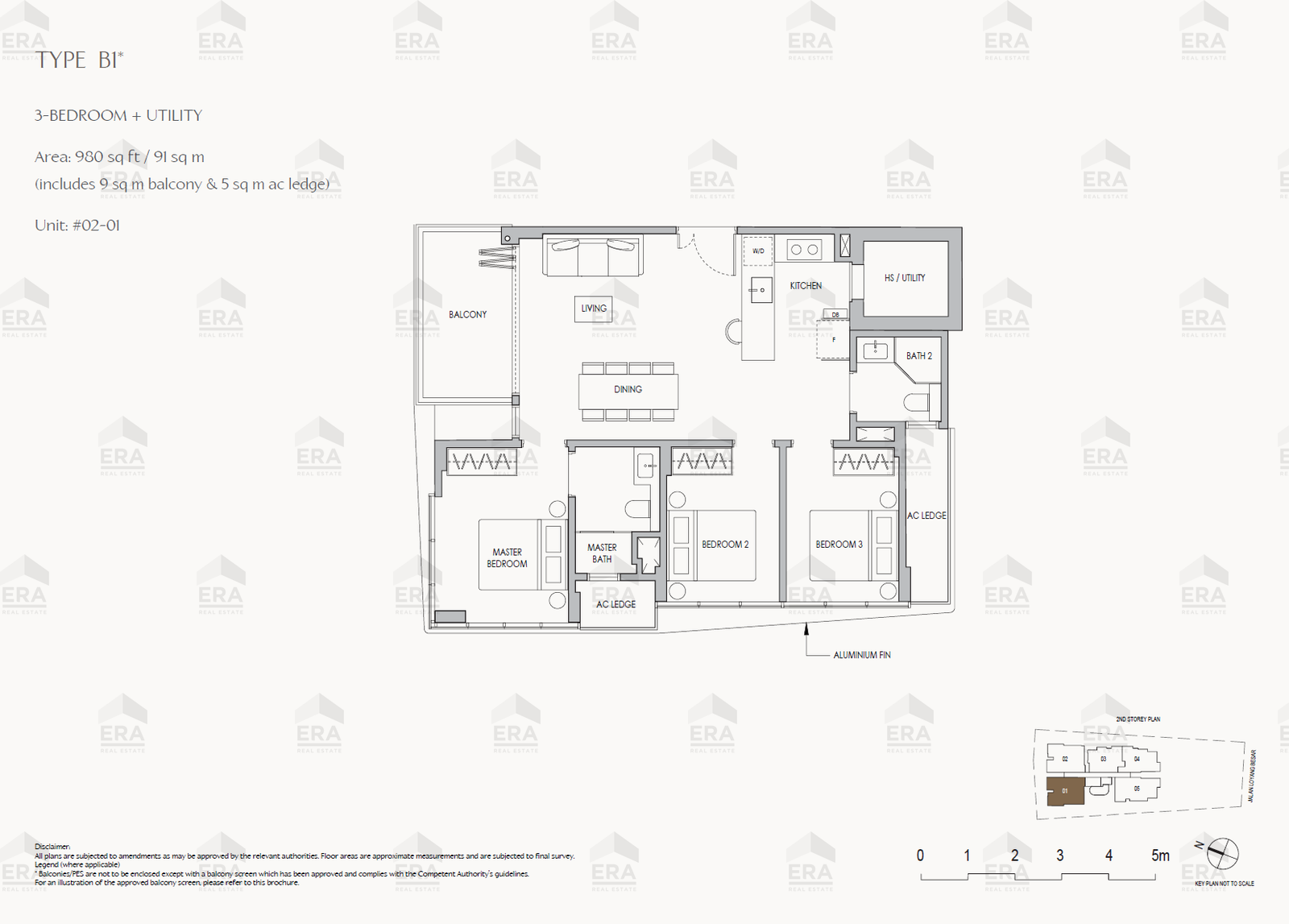 B1* · 980 sqft floor plan