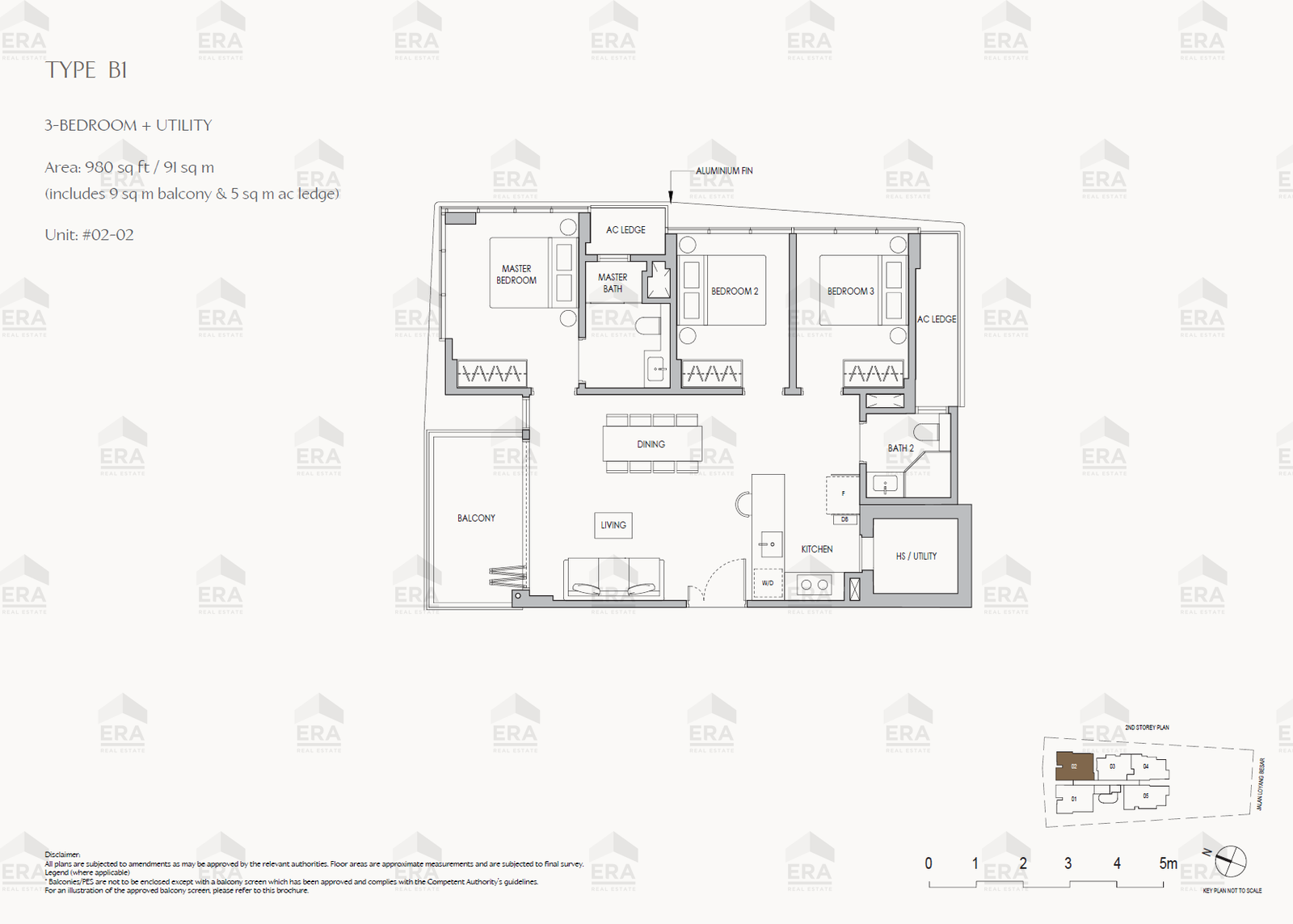 B1 · 980 sqft floor plan