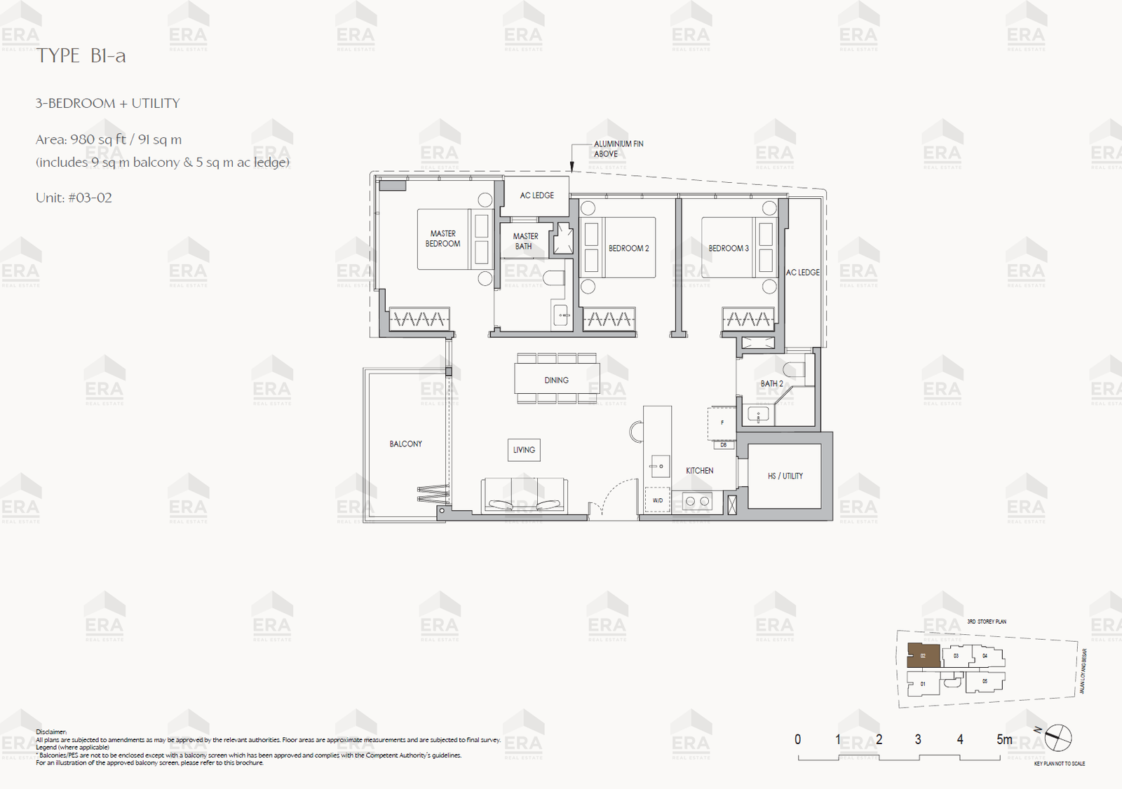 B1-a · 980 sqft floor plan