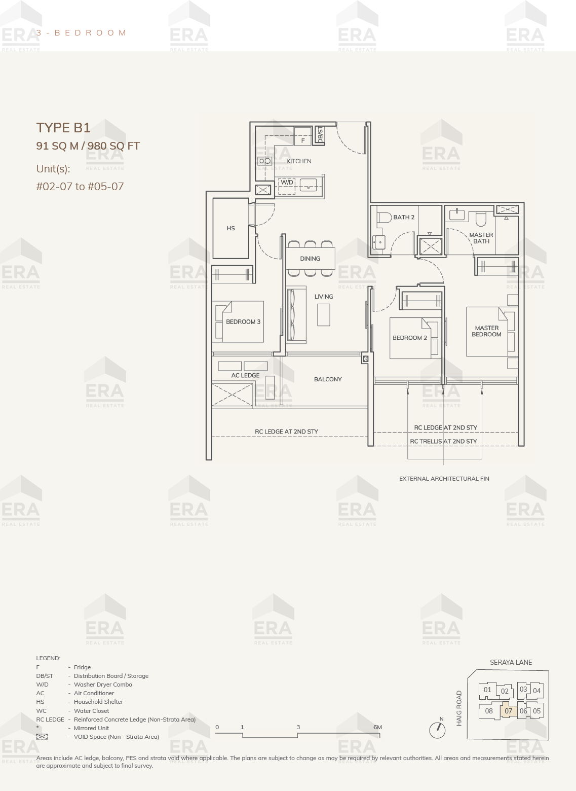 B1 · 980 sqft floor plan