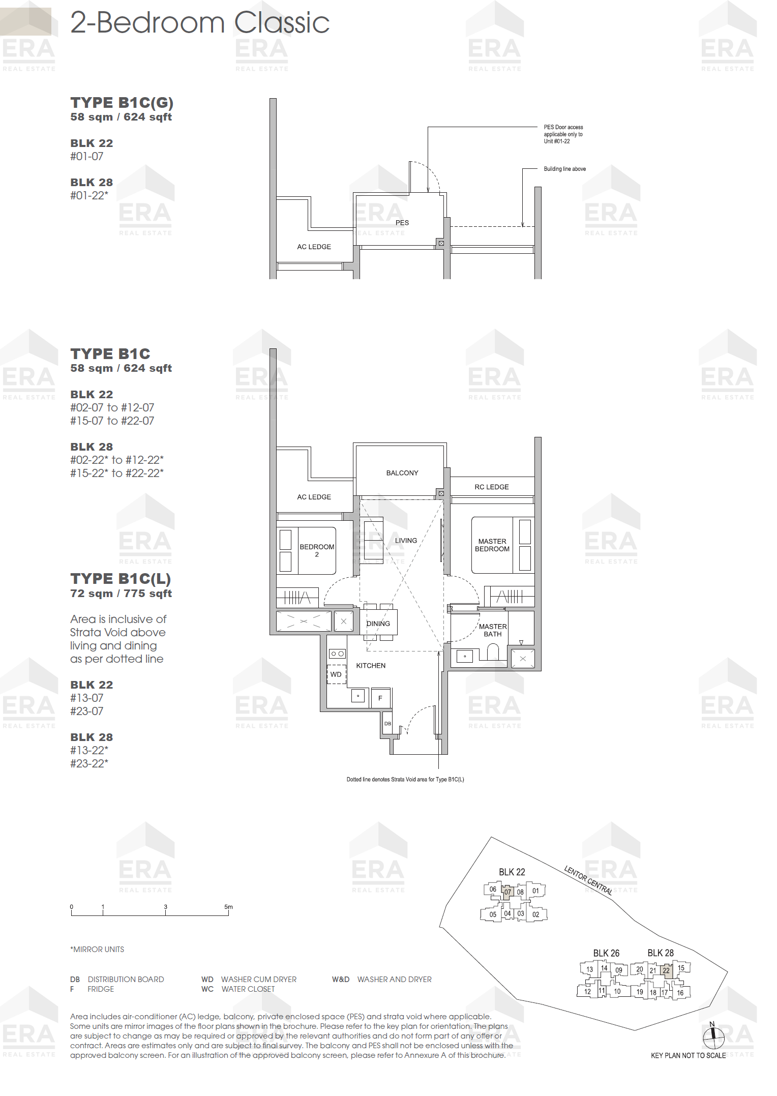 B1C · 624 sqft floor plan