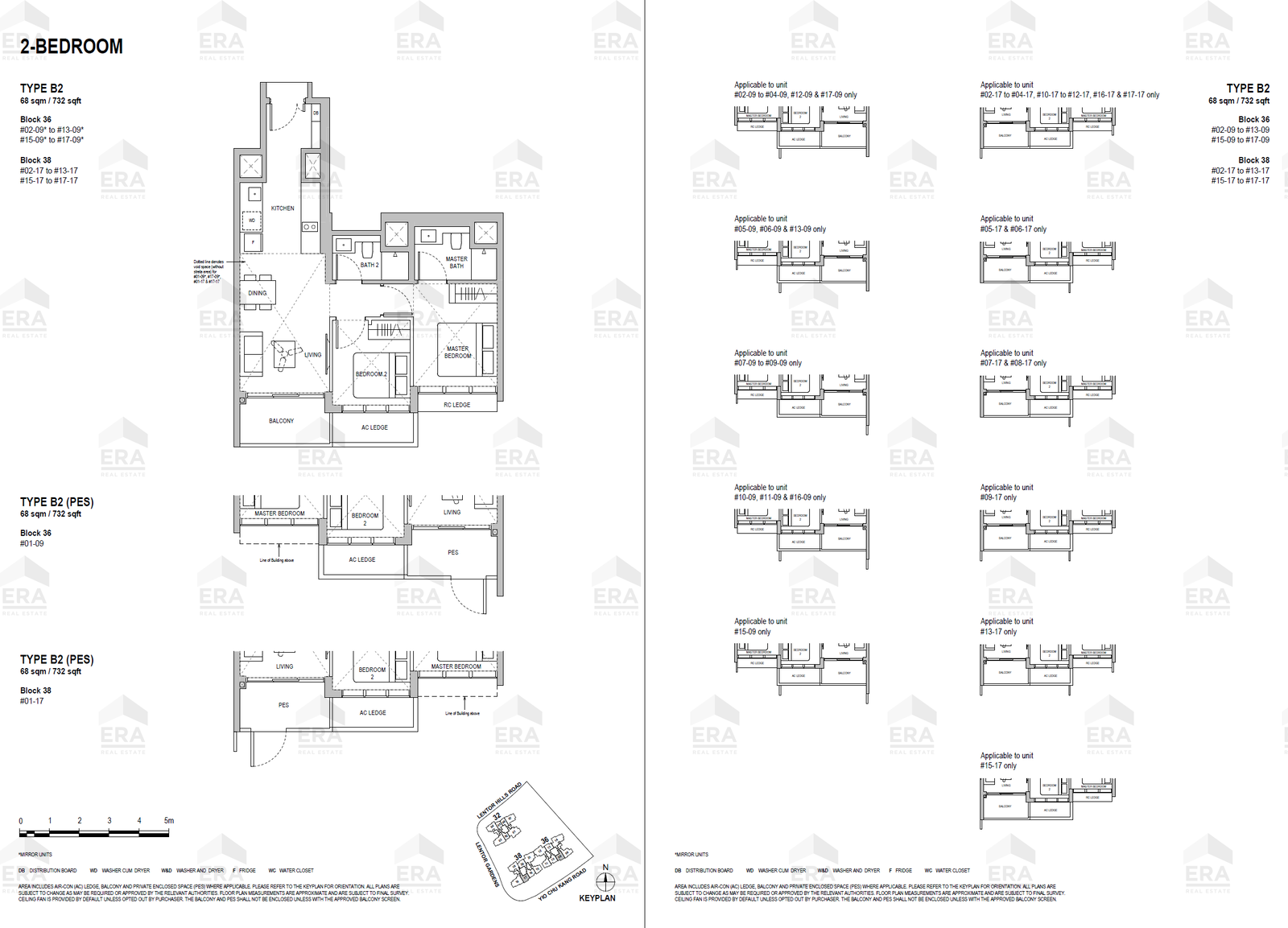 B2(PES) · 732 sqft floor plan