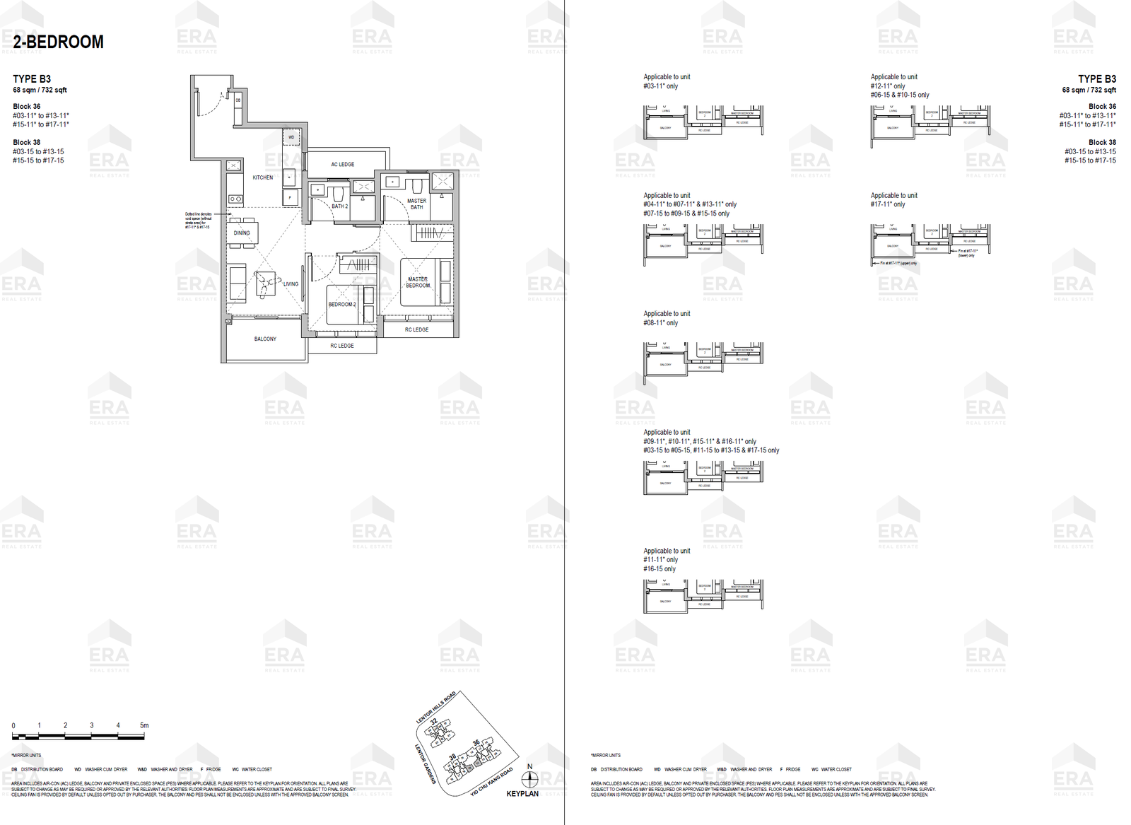 B3 · 732 sqft floor plan